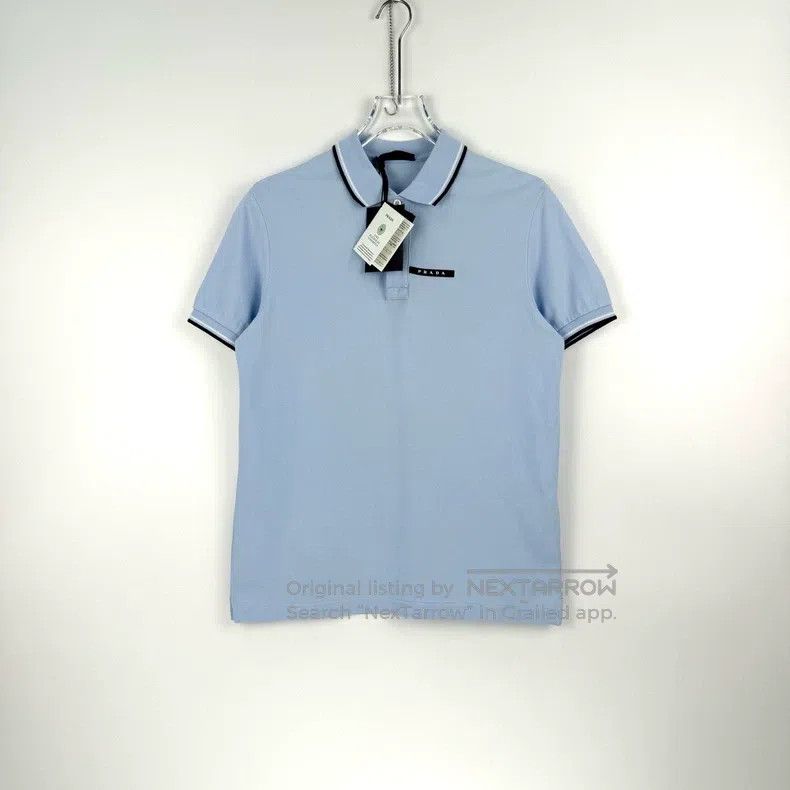 Prada Prada Light blue classic rubber logo short-sleeved polo sh Size US M / EU 48-50 / 2 - 3 Thumbnail
