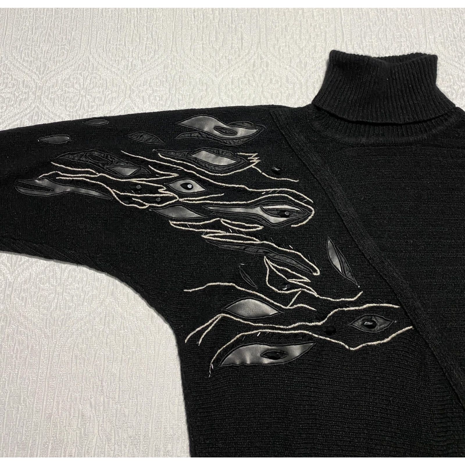 Vintage VINTAGE Richard Martin Sweater Womens Medium Black Turtleneck Silk Angora 90s Size M / US 6-8 / IT 42-44 - 3 Thumbnail