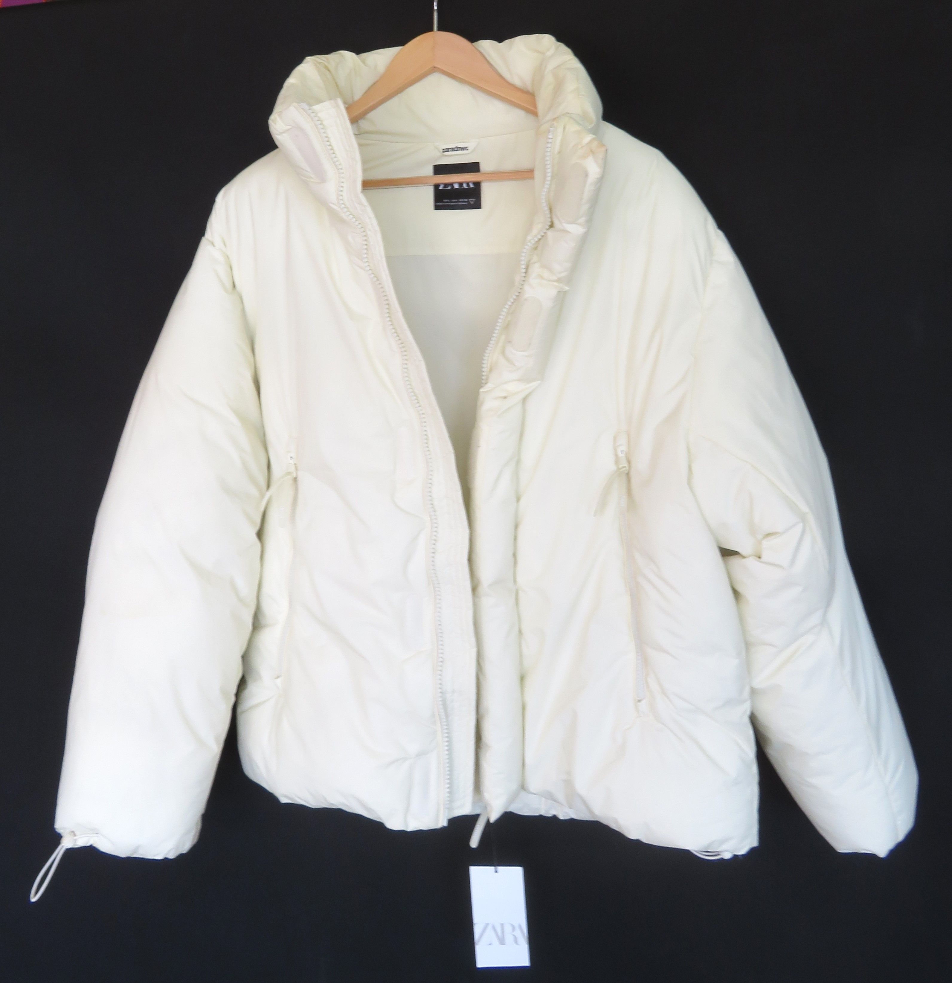 Zara New ZARA DNWR Cream Funnel Puffer Jacket Women Sz L Size L / US 10 / IT 46 - 3 Thumbnail