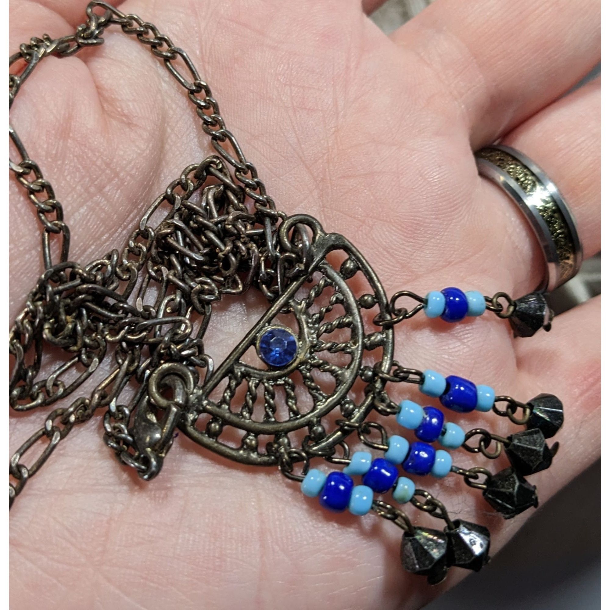Other Bohemian Blue And Silver Tone Tassel Pendant Necklace Size ONE SIZE - 3 Thumbnail