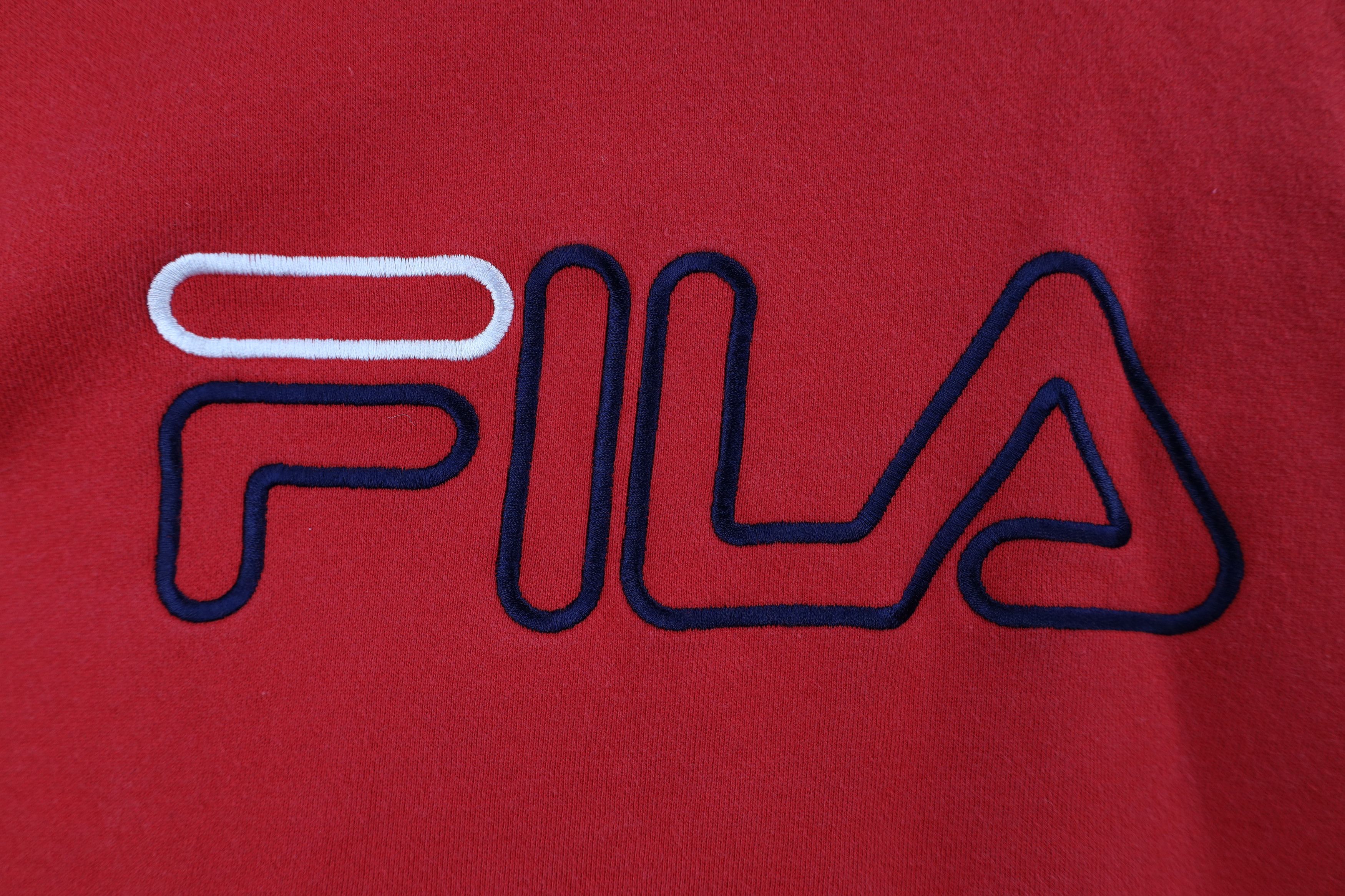 Vintage Vintage 90s FILA Spell Out Big Logo Crewneck Sweatshirt Red Size US L / EU 52-54 / 3 - 4 Thumbnail