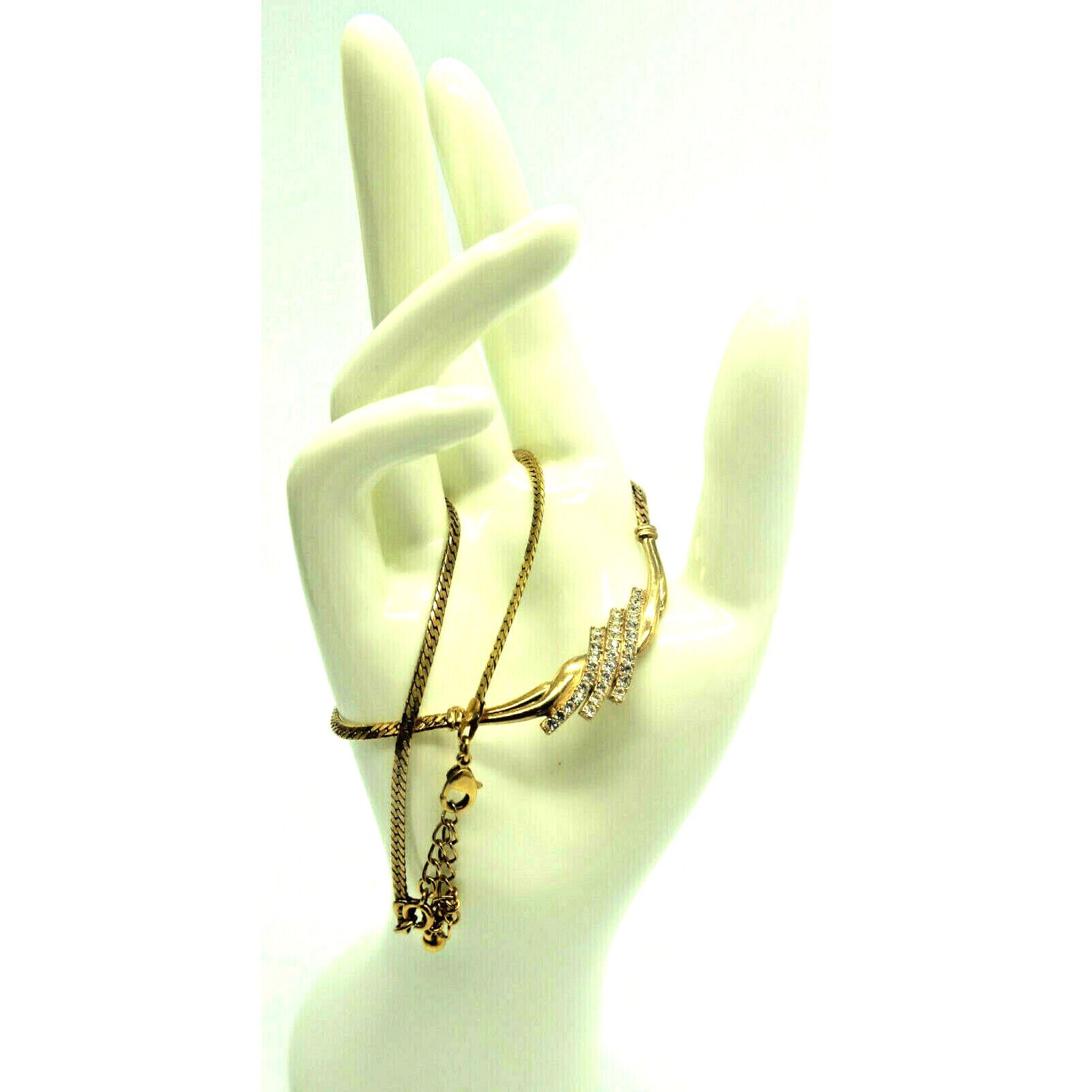 Other Vintage Avon Swirl Necklace Waterfall •Rhinestone •Goldtone Size ONE SIZE - 4 Thumbnail