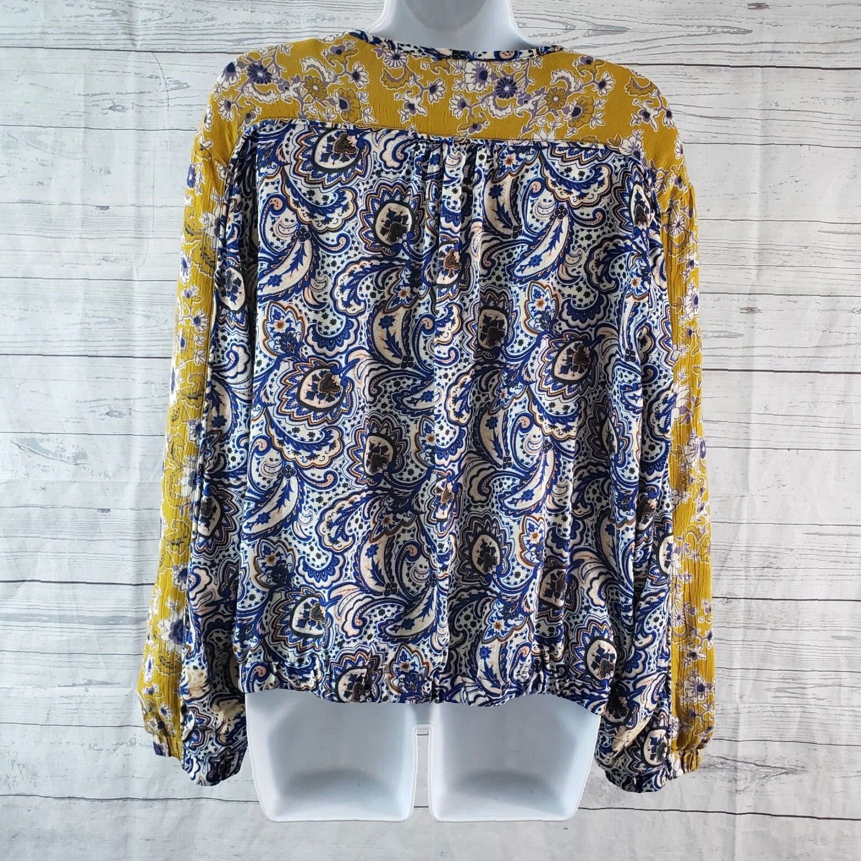 Vintage Umgee Womens Jacket Sz Medium Blue Yellow Floral Cotton Blend Size M / US 6-8 / IT 42-44 - 4 Thumbnail