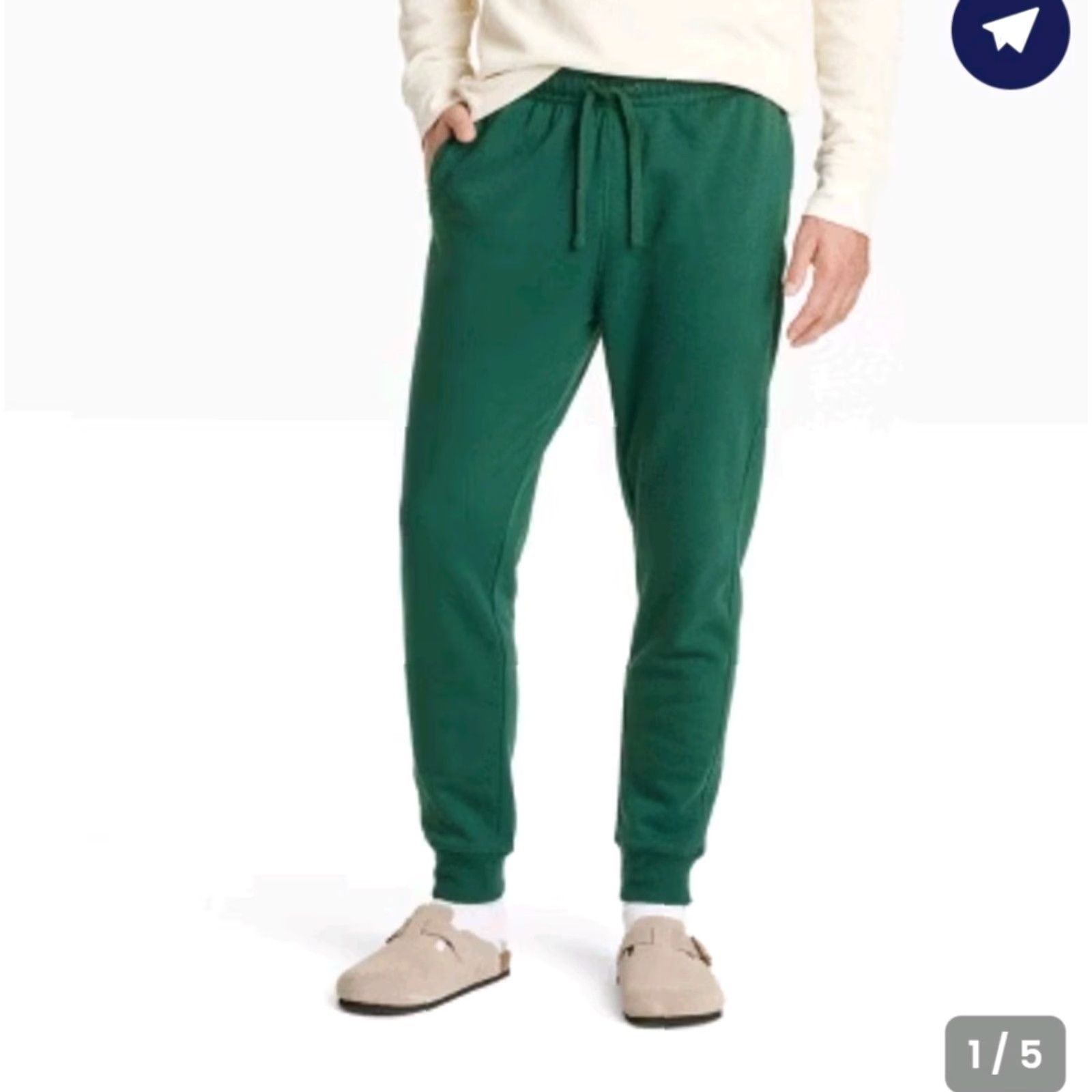 Vintage NWT Goodfellow & Co Fleece Jogger Pants Mens Size M Green Ultra Soft Tapered Jogging Style Casual Everyday Tapered Mens Size US 31 - 2 Thumbnail
