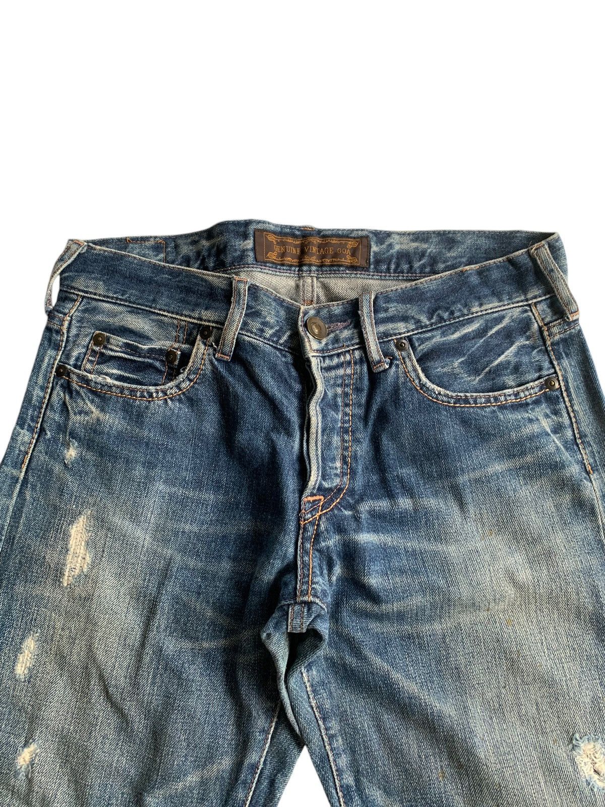 Le Grande Bleu (L.G.B.) GENUINE VINTAGE GOA JAPANESE SELVEDGE PUNK DISTRESSED DENIM☠️ Size US 30 / EU 46 - 9 Thumbnail