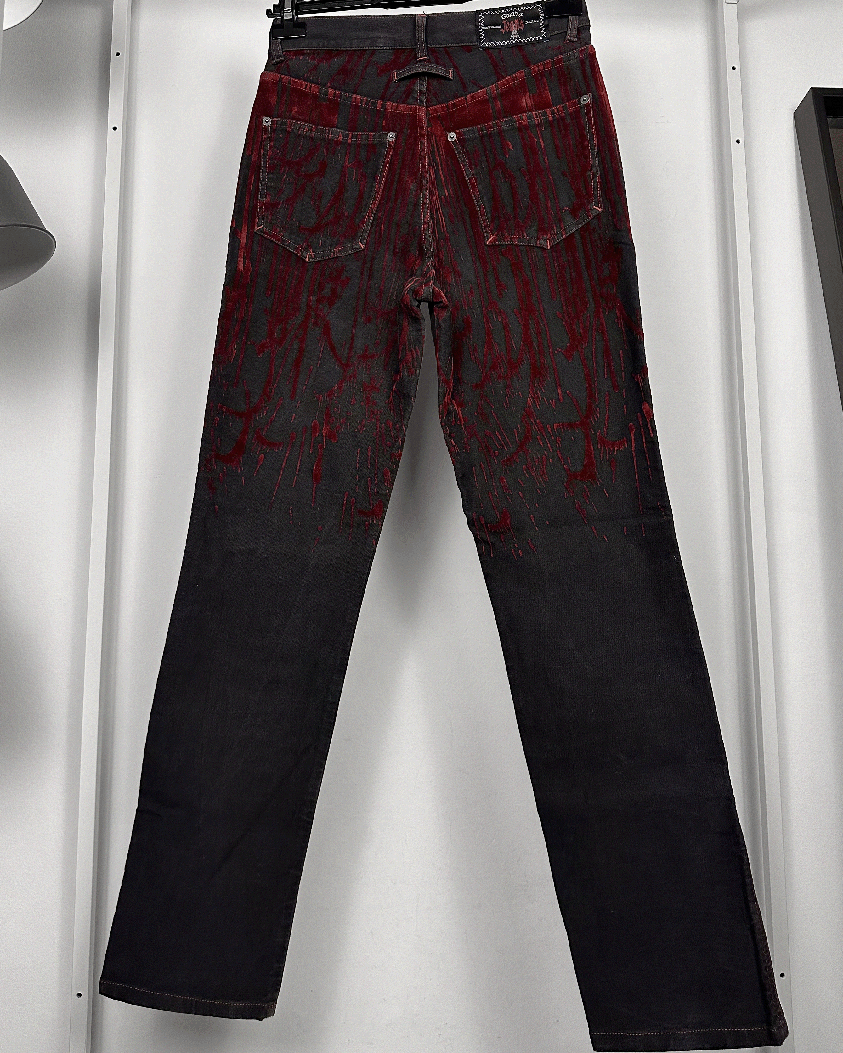 Jean Paul Gaultier Jean Paul Gaultier Velour Blood Drip Jeans Size US 30 / EU 46 - 6 Thumbnail