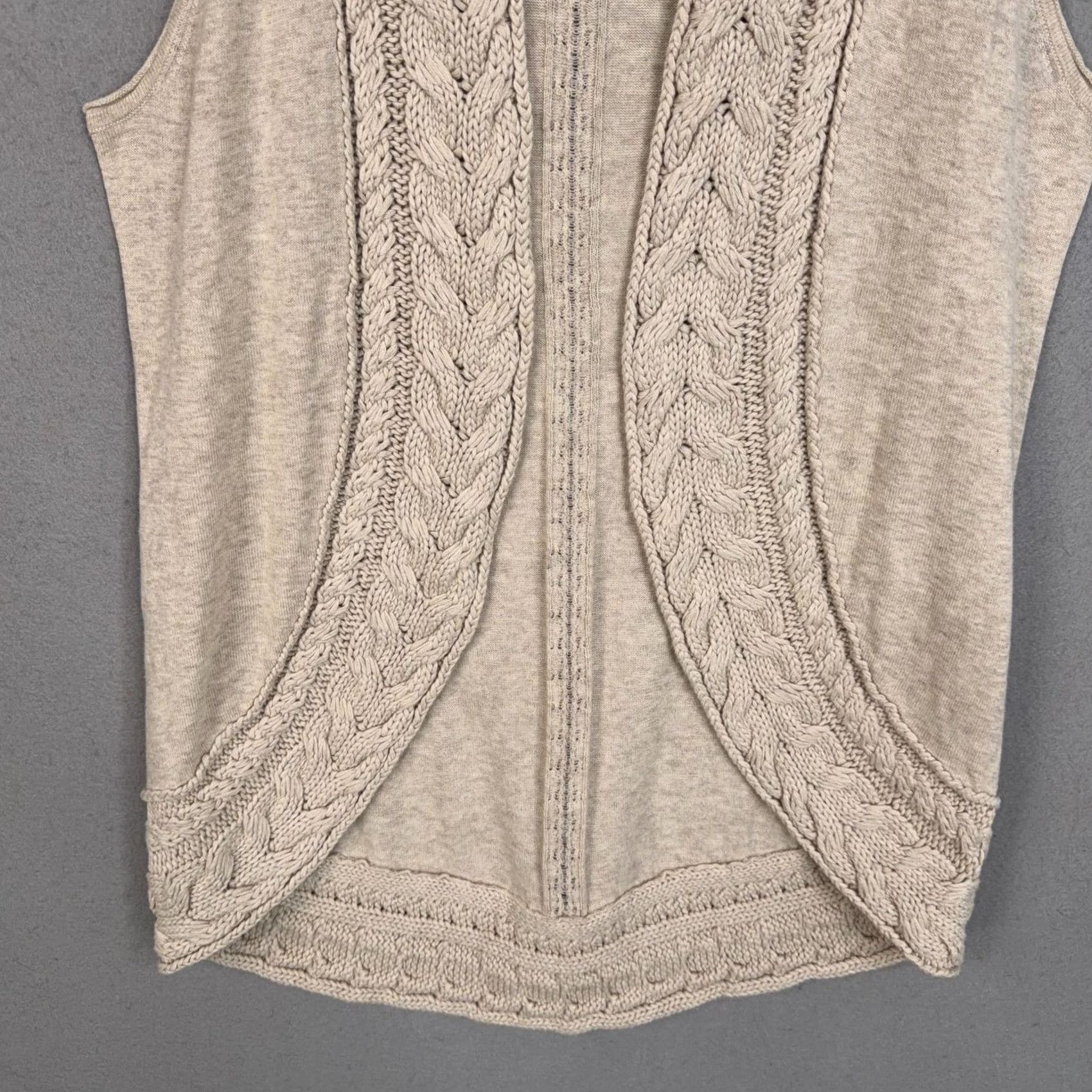 Banana Republic Banana Republic Sweater Vest Womens Medium Beige Collared Cable Knit Open Front Vest Size M / US 6-8 / IT 42-44 - 3 Thumbnail