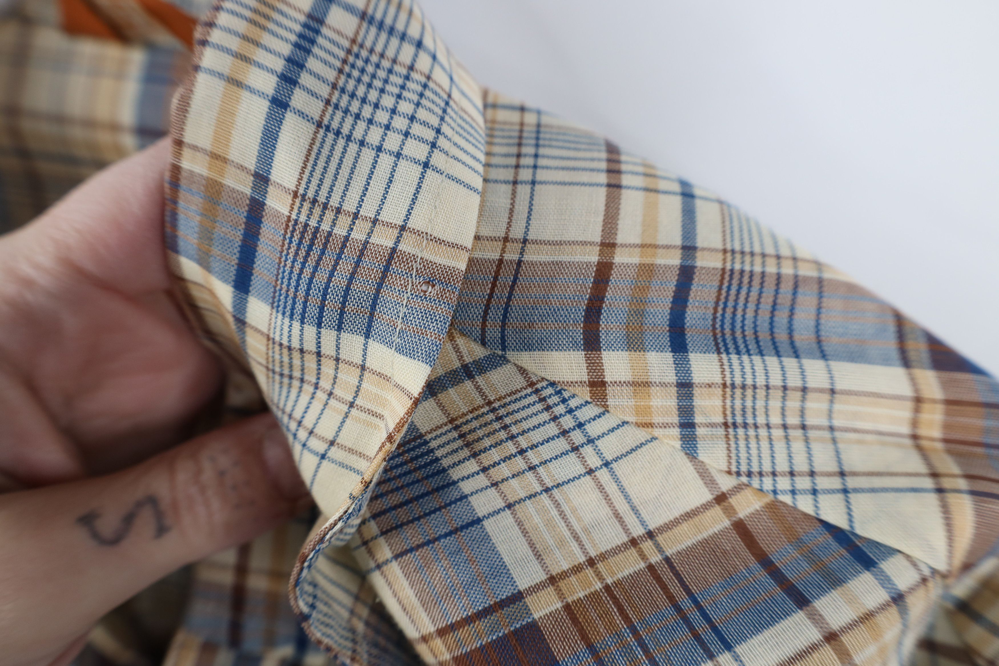 Vintage Vintage 70s Streetwear Rodeo Cowboy Snap Button Shirt Plaid Size US XL / EU 56 / 4 - 9 Thumbnail