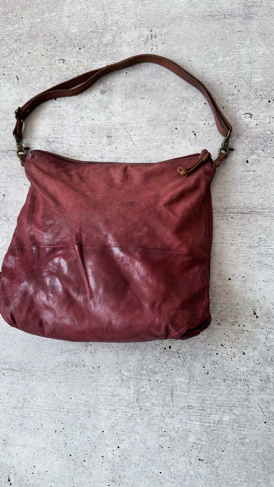 A.S.98 AS98 Leather Hobo Bag Foldover Large Slouchy Tote Oxblood Size ONE SIZE - 4 Thumbnail