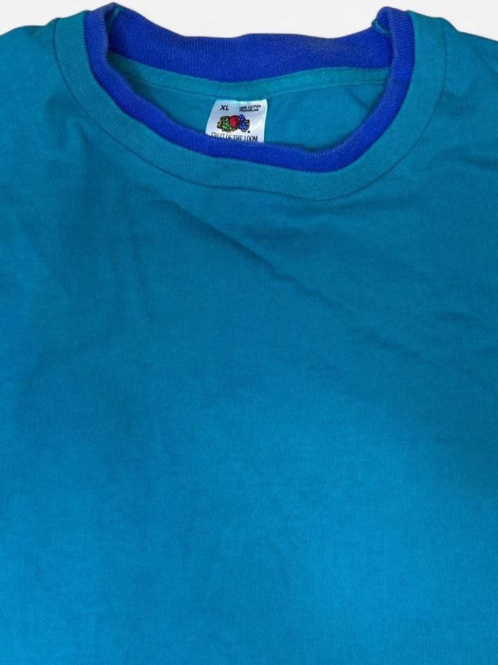 Fruit Of The Loom Fruit of the Loom USA Made 90s Blue Contrast Collar Tee (XL) Size US XL / EU 56 / 4 - 4 Thumbnail