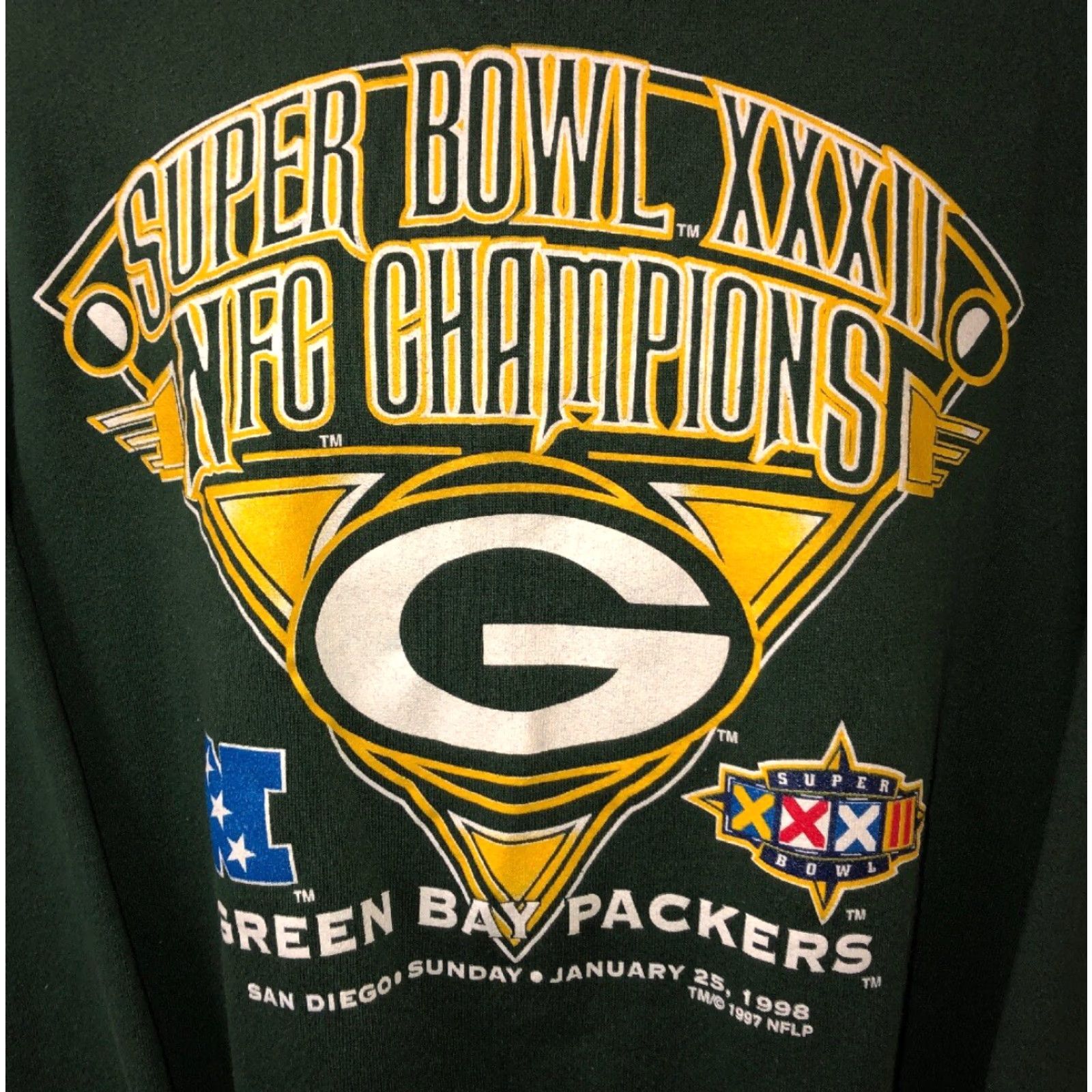 Logo 7 Logo 7 Mens Green Fleece Lined Packers Super Bowl 32 Sweater Size XL Size US XL / EU 56 / 4 - 2 Thumbnail
