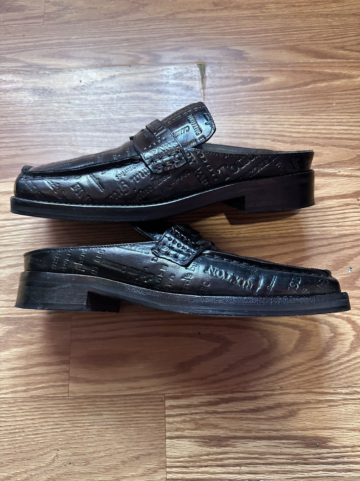 image of Martine Rose Square Toe Mule Shoes Loafer in Black, Men's (Size 9)