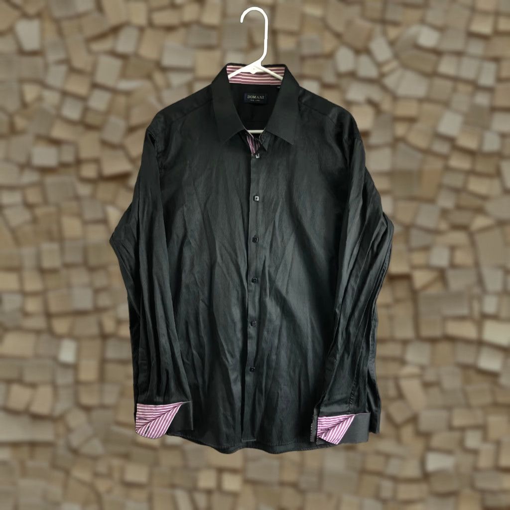 Vintage Domani Blue Label Mens XL Black Long Sleeve Button-Up Point Collar Shirt Shirt Button-Up Mens XL Black Domani Blue Label Size US XL / EU 56 / 4 - 1 Thumbnail