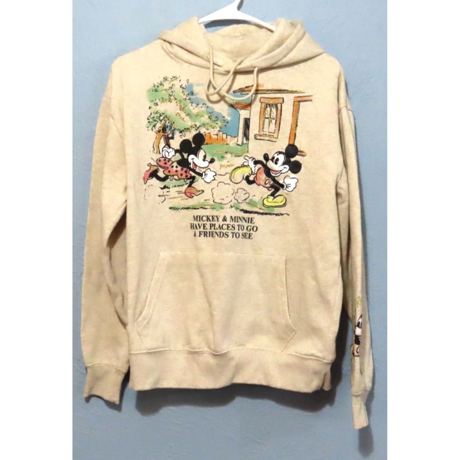 Disney Disney Women's Hoodie Mickey & Minnie Have Places to Go Fleece Pullover Embroidered Logo Graphic Ivory S Size S / US 4 / IT 40 - 2 Thumbnail