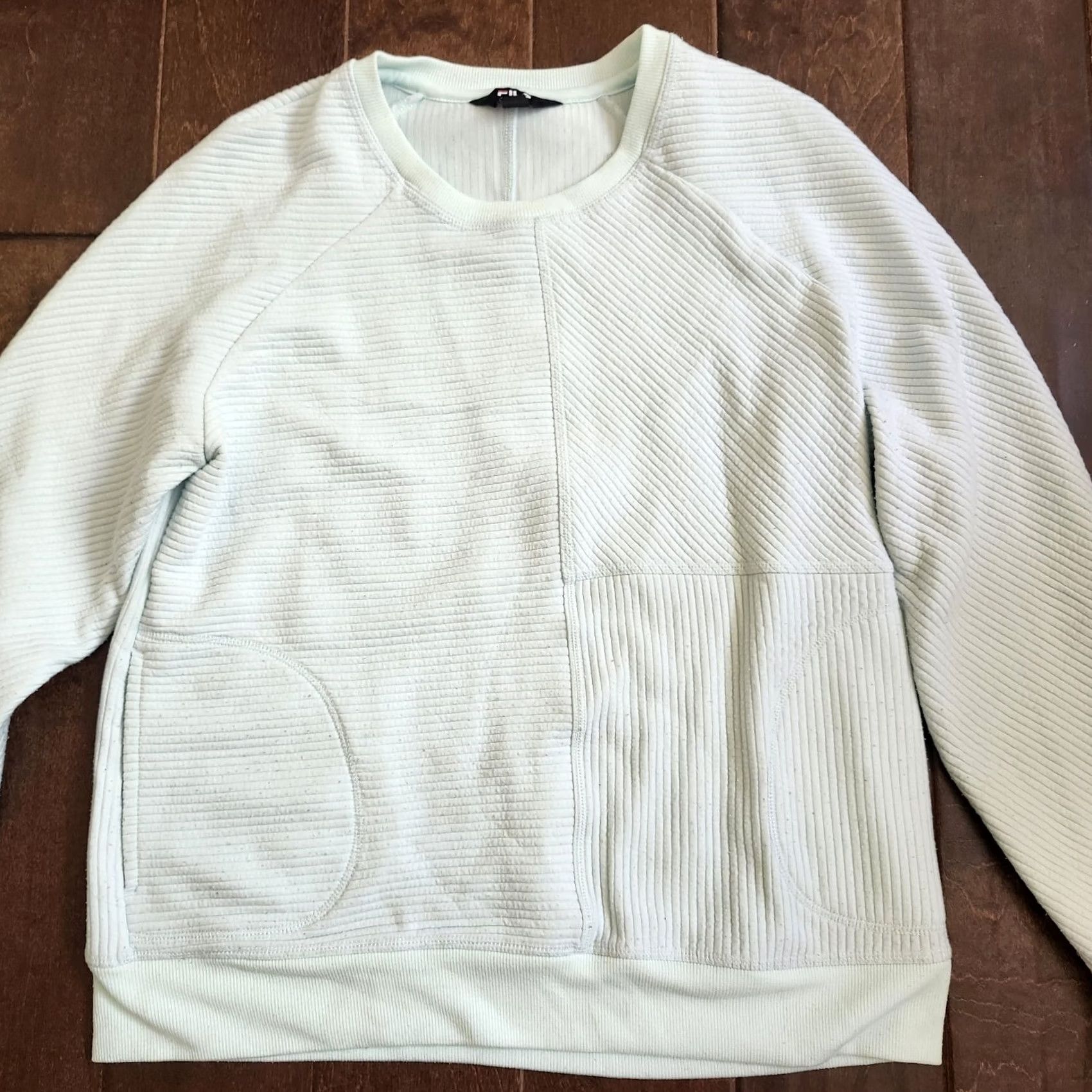 Fila Fila Sweater Women Blue Solid Long Sleeve Crew Neck Pockets Outdoor Casual Size M - Women's Pullover" Size M / US 6-8 / IT 42-44 - 3 Thumbnail