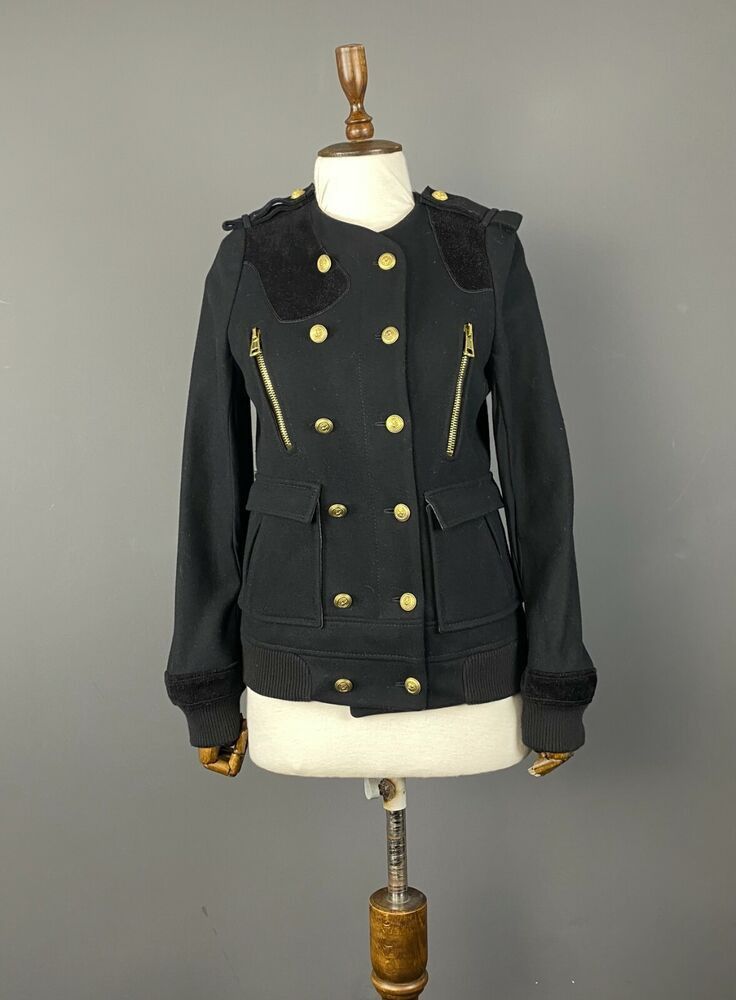 Image of Balenciaga Wool Double Breasted Coat Jacket in Black, Women's (Size Small)