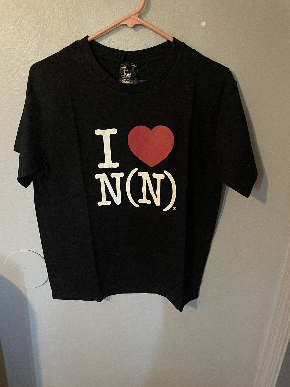 image of Number N Ine I Love (N) Nine Tee in Black, Men's (Size Small)