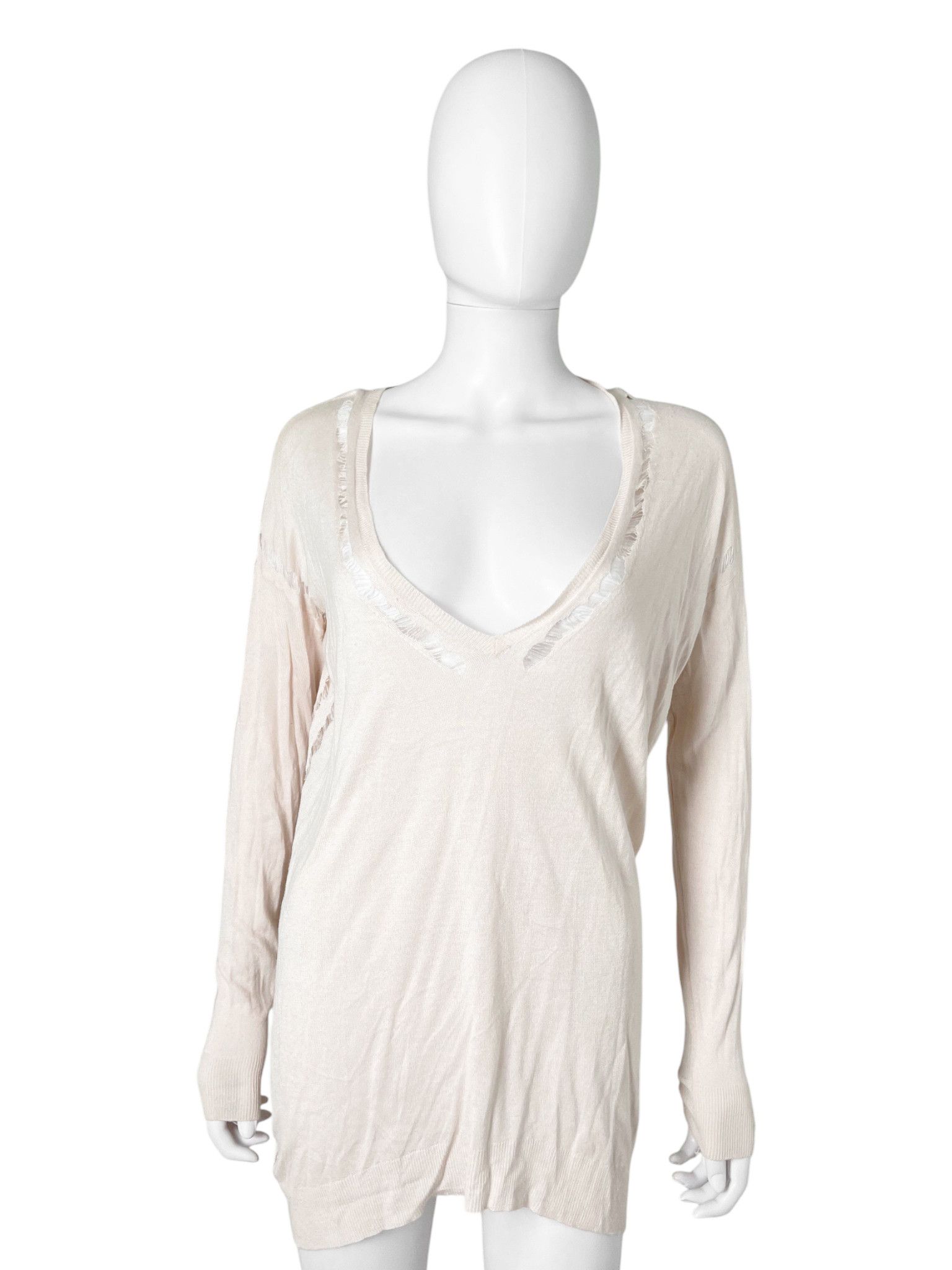Ann Demeulemeester 2000's Cut-Out Distressed Oversize Pink Sweater Size M / US 6-8 / IT 42-44 - 1 Thumbnail