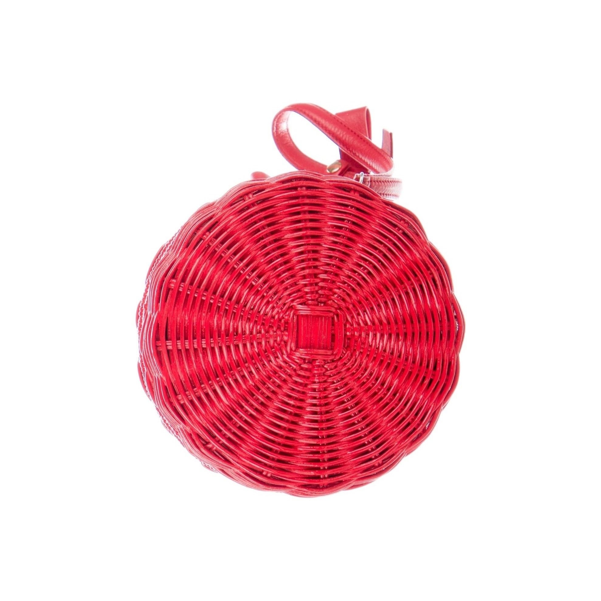 PAULE KA Paule Ka Red Wicker Wristlet With Leather Bow Accent & Zip C Size ONE SIZE - 3 Thumbnail