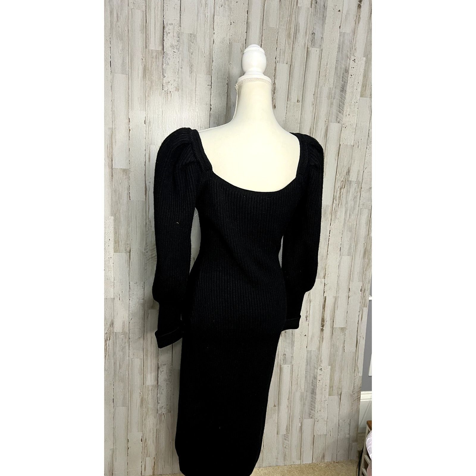 ASTR The Label ASTR The Label Women's Black Ribbed Knit Bodycon Midi Dress Size M / US 6-8 / IT 42-44 - 3 Thumbnail