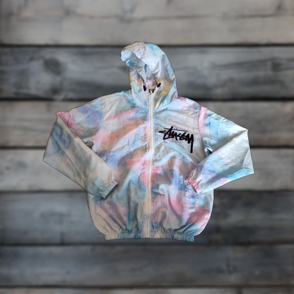 VINTAGE Stussy Windbreaker Jacket Unisex Adults Small Pink Blue
