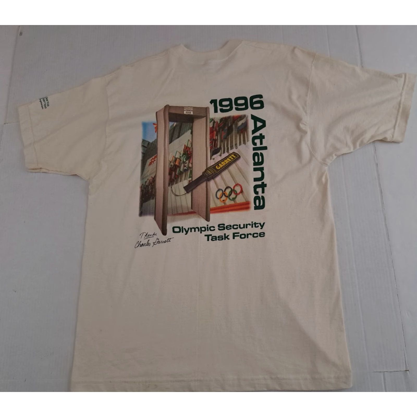 Fruit Of The Loom Vintage Team Garrett Metal Detectors 1996 Atlanta Olympics T-Shirt USA Made LG Size US L / EU 52-54 / 3 - 6 Thumbnail