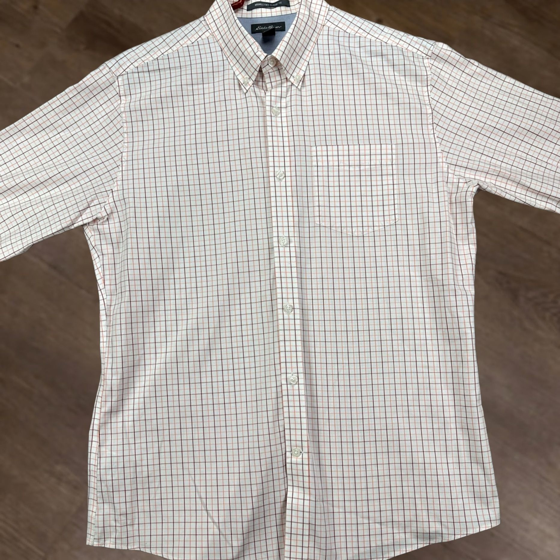 Eddie Bauer Eddie Bauer Shirt Button Down Mens Large Orange Plaid Pockets Classic Fit Size US L / EU 52-54 / 3 - 1 Thumbnail