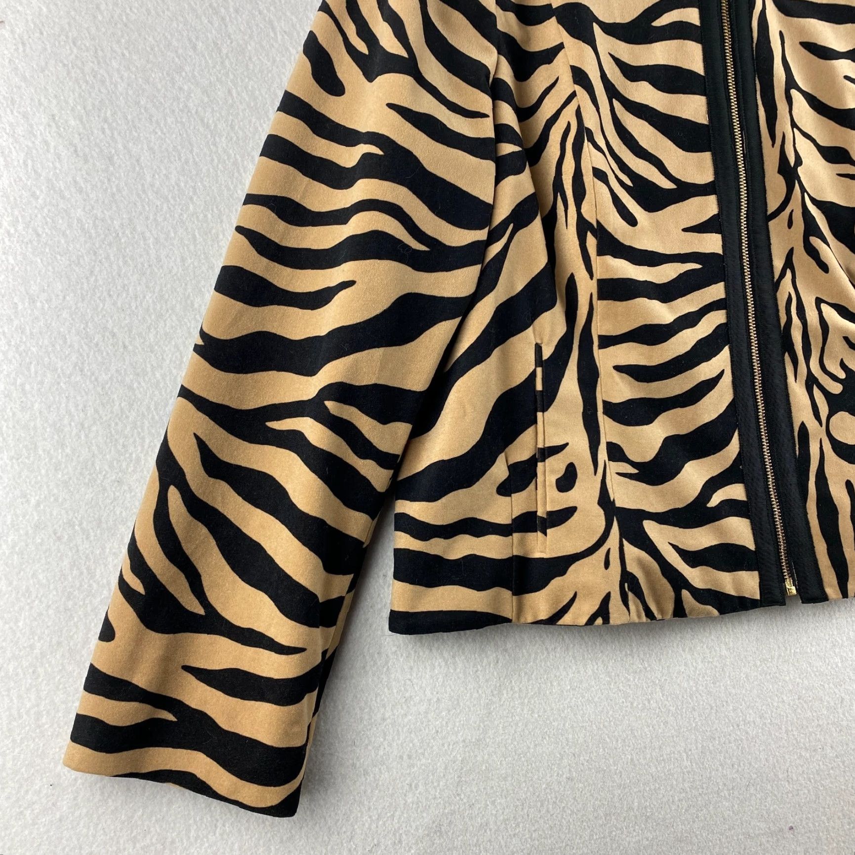 Vintage Chico's Jacket Womens 3 Black Orange Full Zip Tiger Polka Dot Pattern Pockets Size XS / US 0-2 / IT 36-38 - 4 Thumbnail
