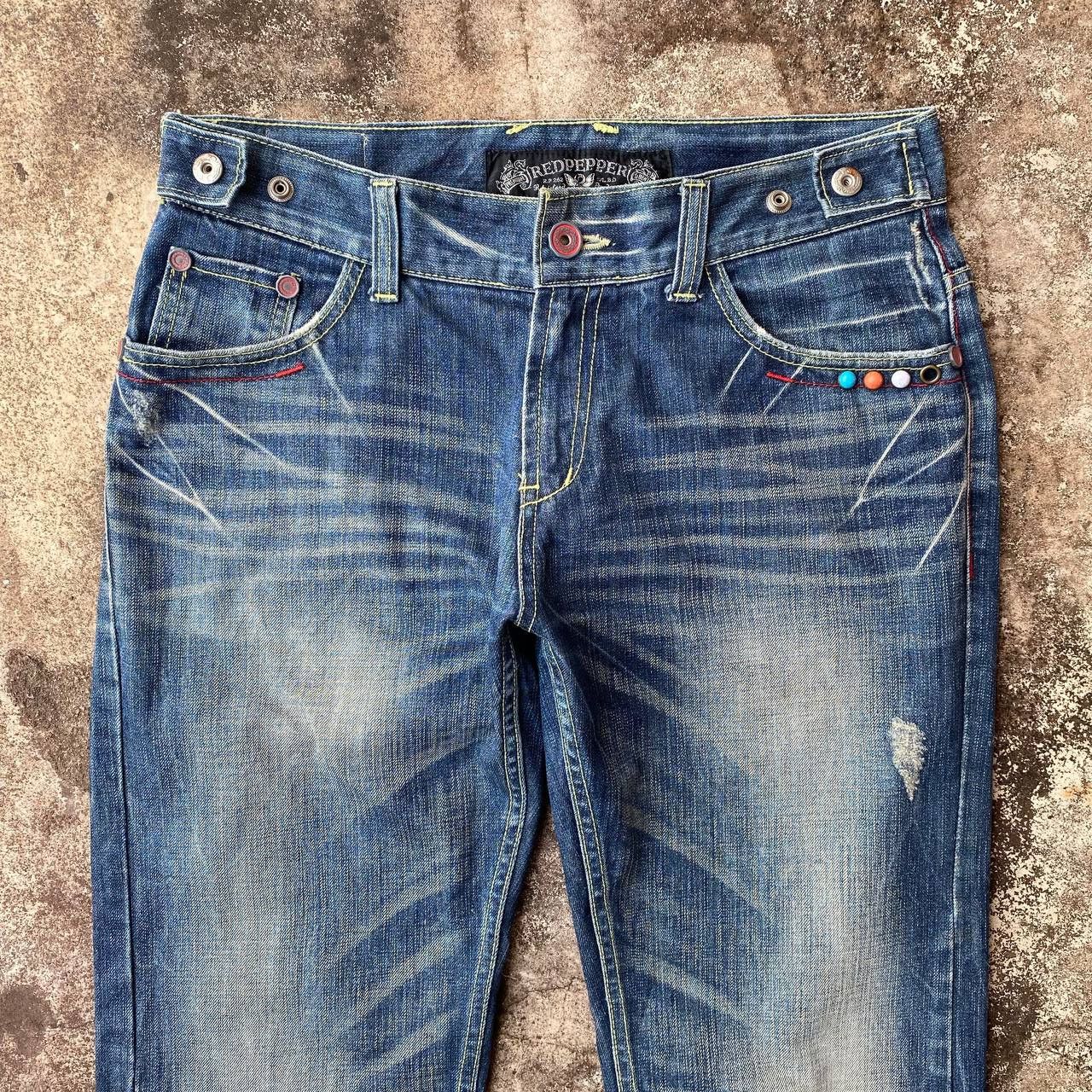 Japanese Brand × Le Grande Bleu (L.G.B.) × Tornado Mart A BEAUTIFUL FLARE DENIM RED PEPPER GOLD LABEL EAGLE WING Size US 31 - 11 Thumbnail
