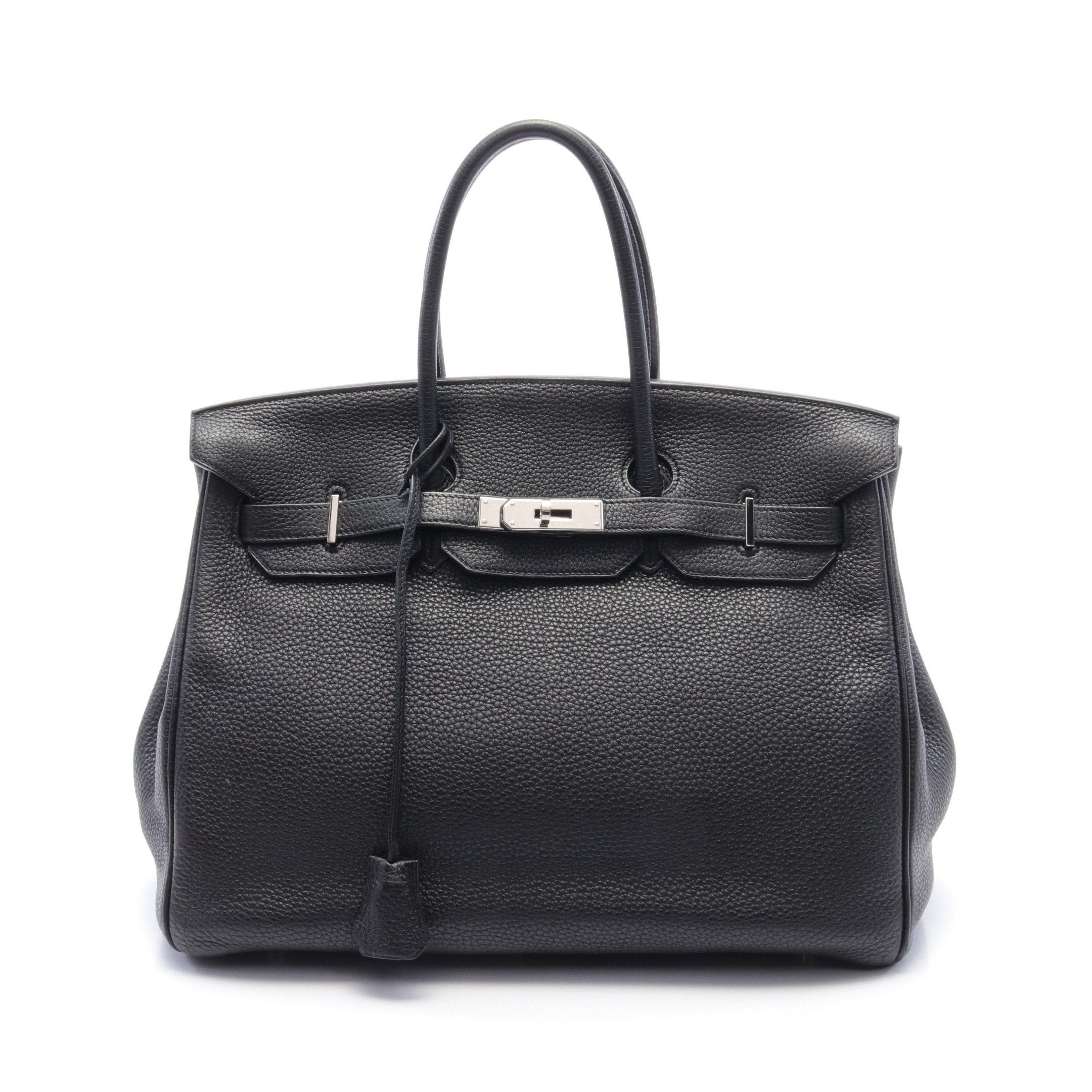 Hermes Birkin 35 Handbag Togo Black Silver Hardware □N Engraved