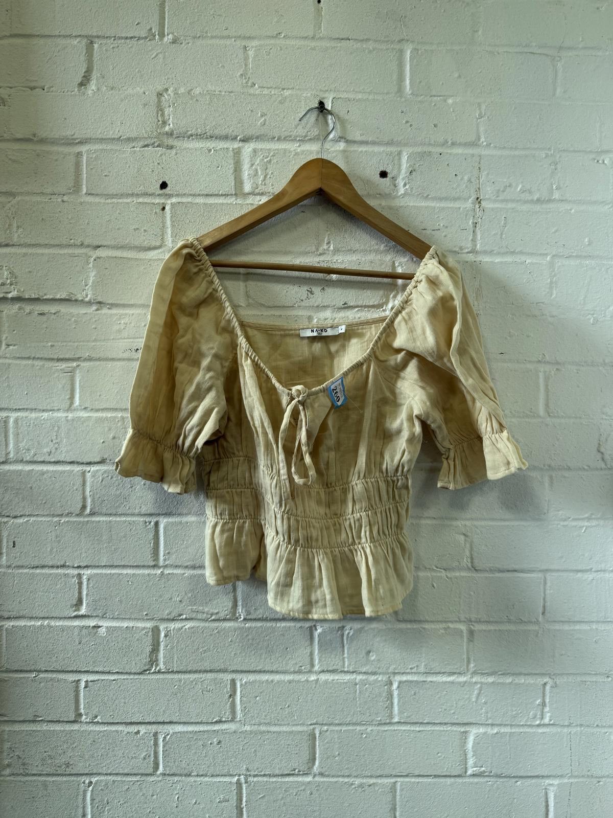 Designer NA-KD Beige Lightweight Women's Blouse Size 38 Size L / US 10 / IT 46 - 1 Thumbnail