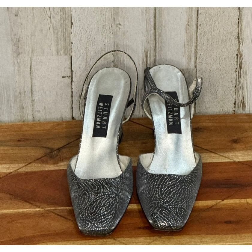 Stuart Weitzman Stuart Weitzman Women's Silver Strappy Block Heels Size US 9 / IT 39 - 1 Thumbnail