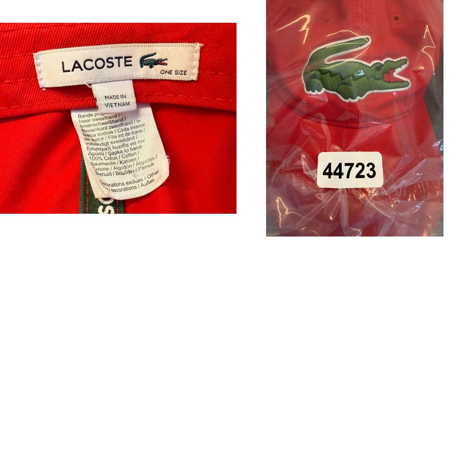 Lacoste Lacoste Golf Hat Mens Red Cotton Strapback Big Crocodile Embroidered Size ONE SIZE - 8 Thumbnail
