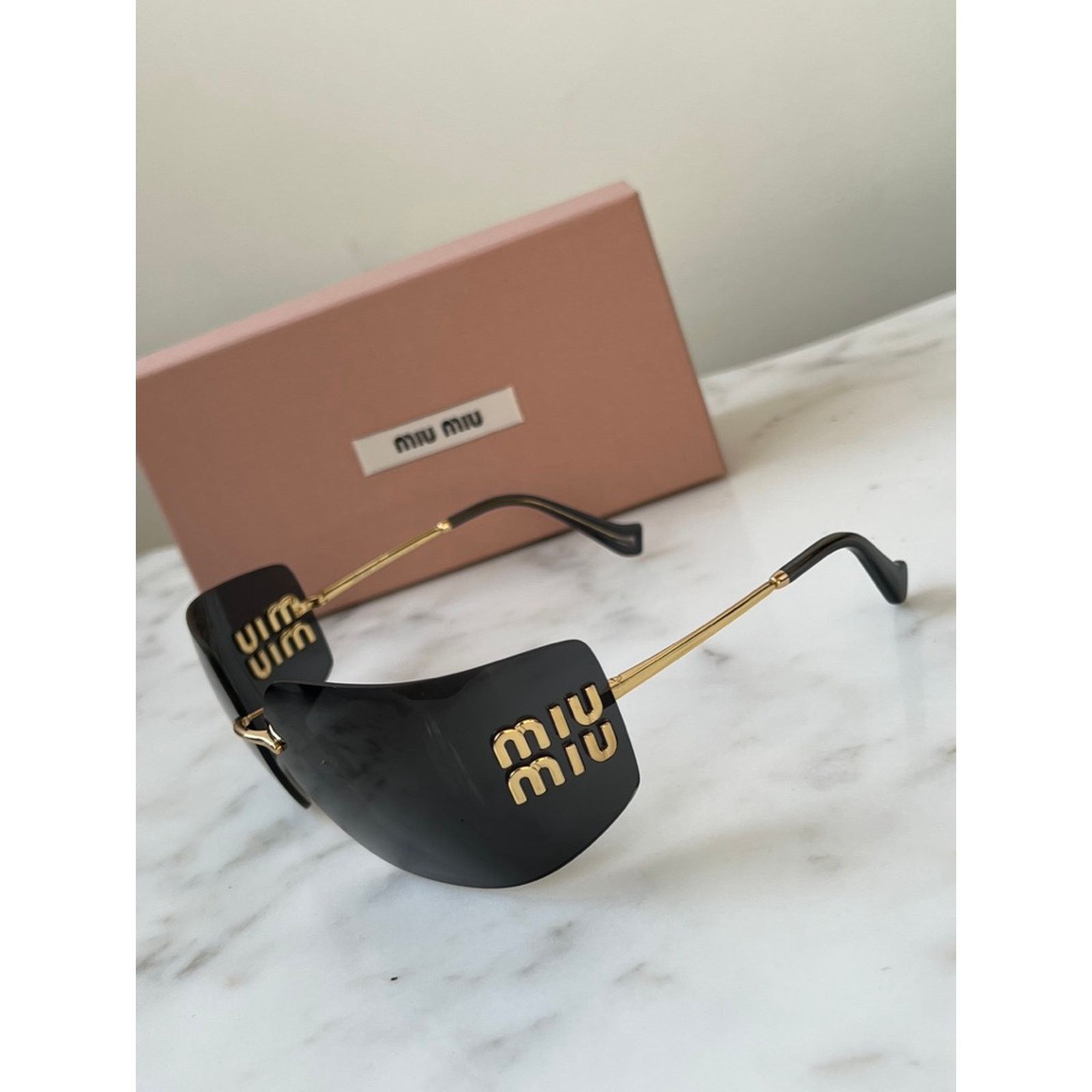 Miu Miu NEW Miu Miu MU54YS Dark Grey Shield Mask Sunglasses $610 Size ONE SIZE - 7 Thumbnail