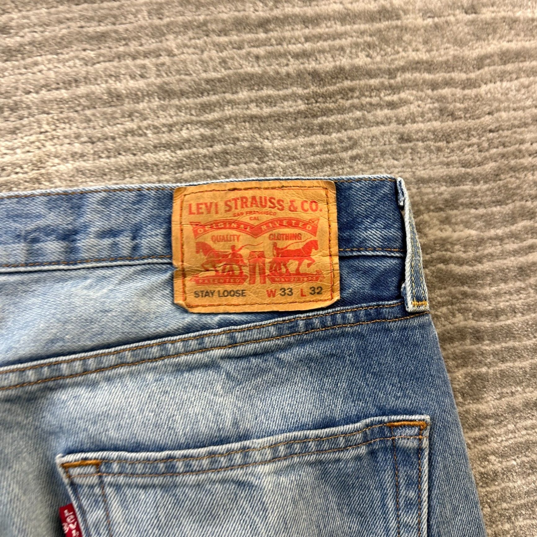 Levi's VINTAGE Levi's Jeans Mens 33x32 Stay Loose Blue Denim Faded Relaxed Baggy Jeans Mens 90s Cowboy Size US 33 - 5 Thumbnail