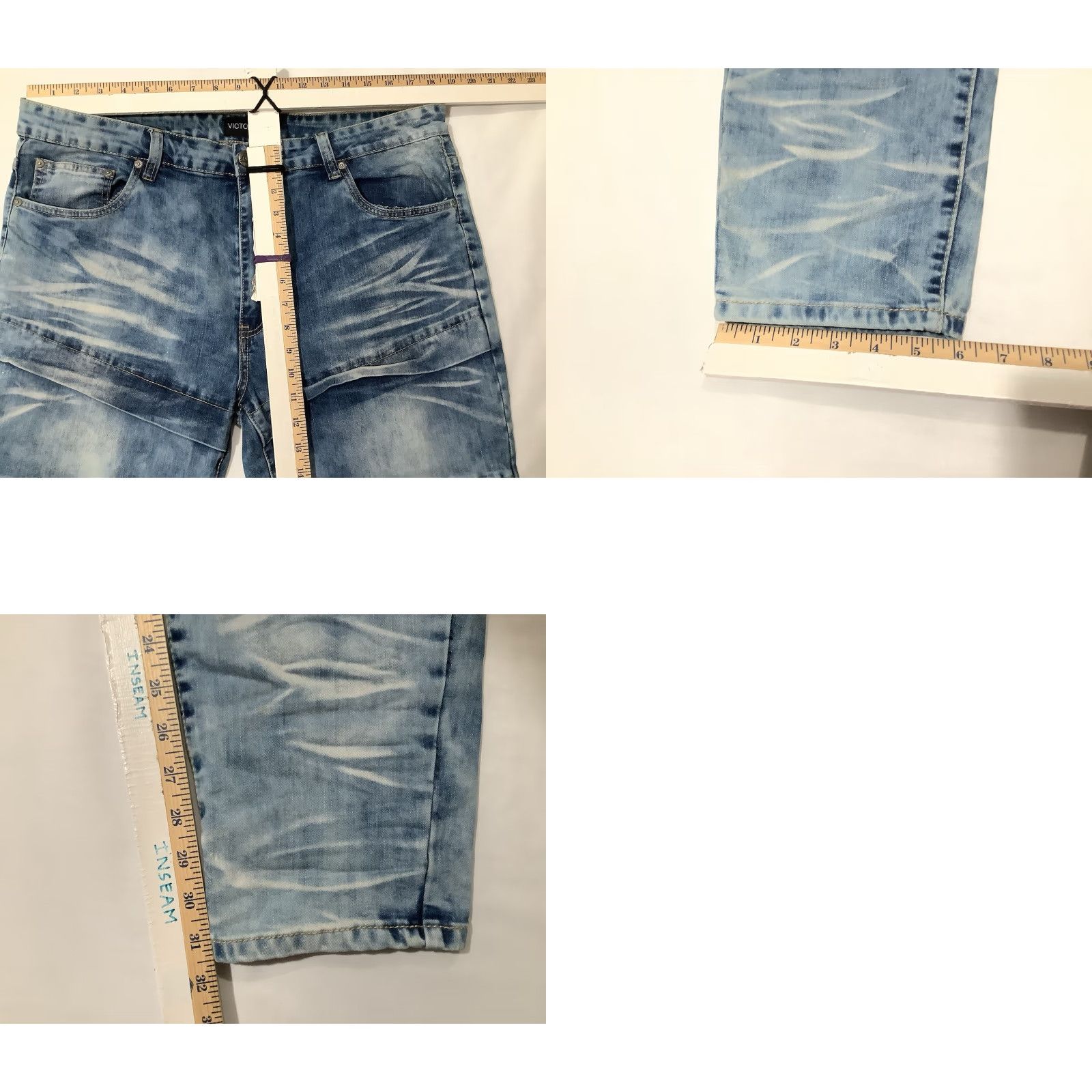 Denime VICTORIOUS Jeans Blue 38X32 Men Biker Denim Tapered Scrunched Moto 5-Pocket Design Jeans Men Accessories? Size US 38 / EU 54 - 9 Thumbnail