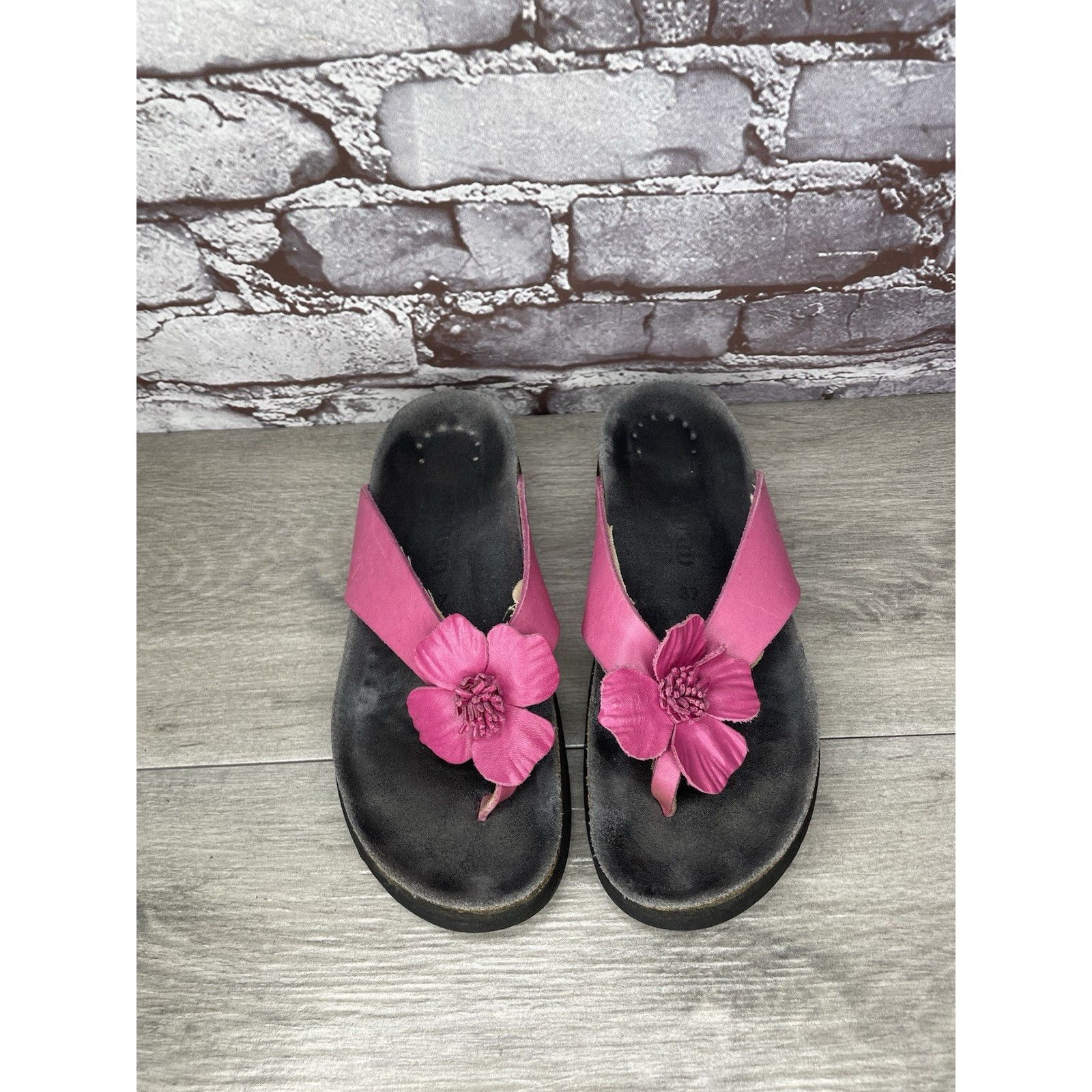 Mephisto Mephisto Violette Pink Leather Rose Flower Thong Cork Sandal Size US 6.5 / IT 36.5 - 15 Thumbnail