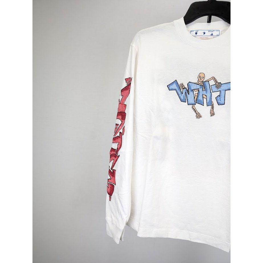 Off-White o1rshd1 Graff Pup Skate Long Sleeve T-Shirt in White Size US M / EU 48-50 / 2 - 6 Thumbnail
