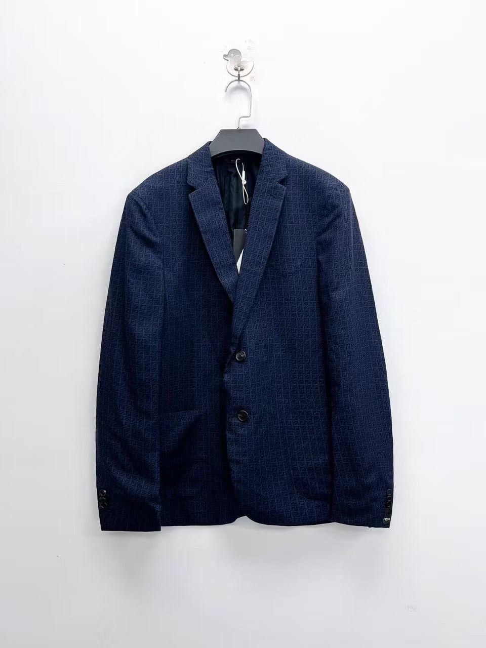 Fendi Fendi Blue Double F Monogram Blazer Size US M / EU 48-50 / 2 - 1 Thumbnail