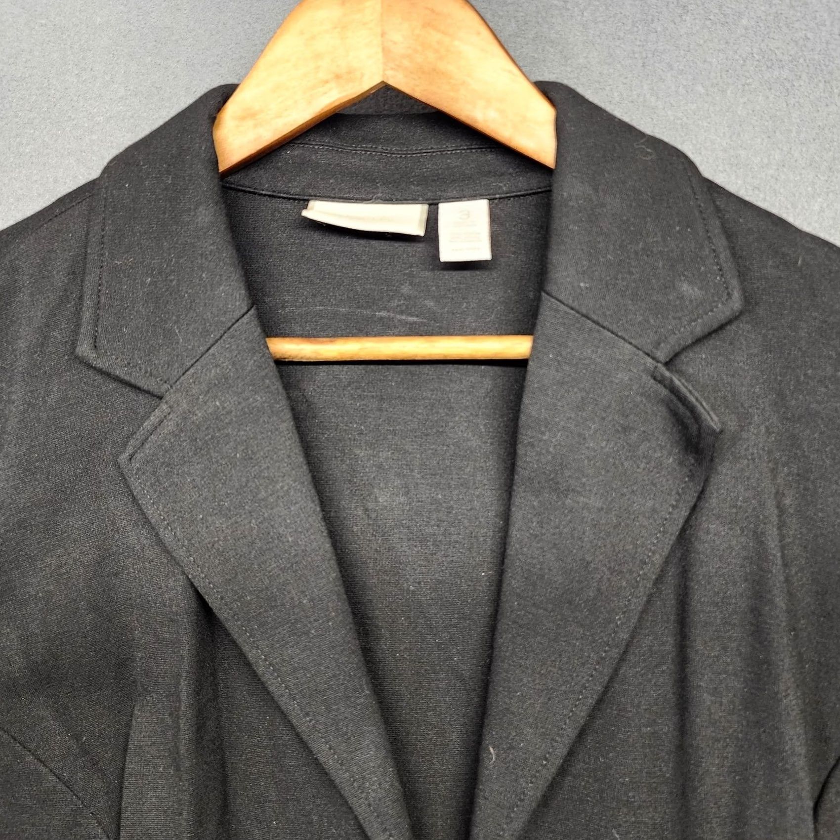 Vintage Chico's Blazer Women XL Black Double Breasted Button Jacket Career Stretch Classic Blazer Shirt Coat Winter Fall Spring Knit Size XL / US 12-14 / IT 48-50 - 8 Thumbnail