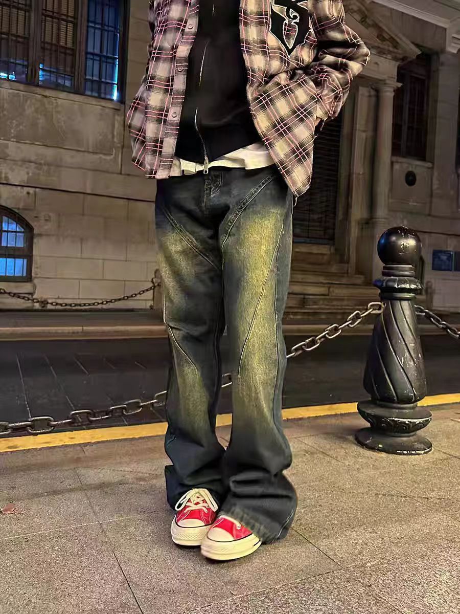 Japanese Brand × Vintage Vintage street spliced washed and faded micro flare jeans Size US 30 / EU 46 - 4 Thumbnail
