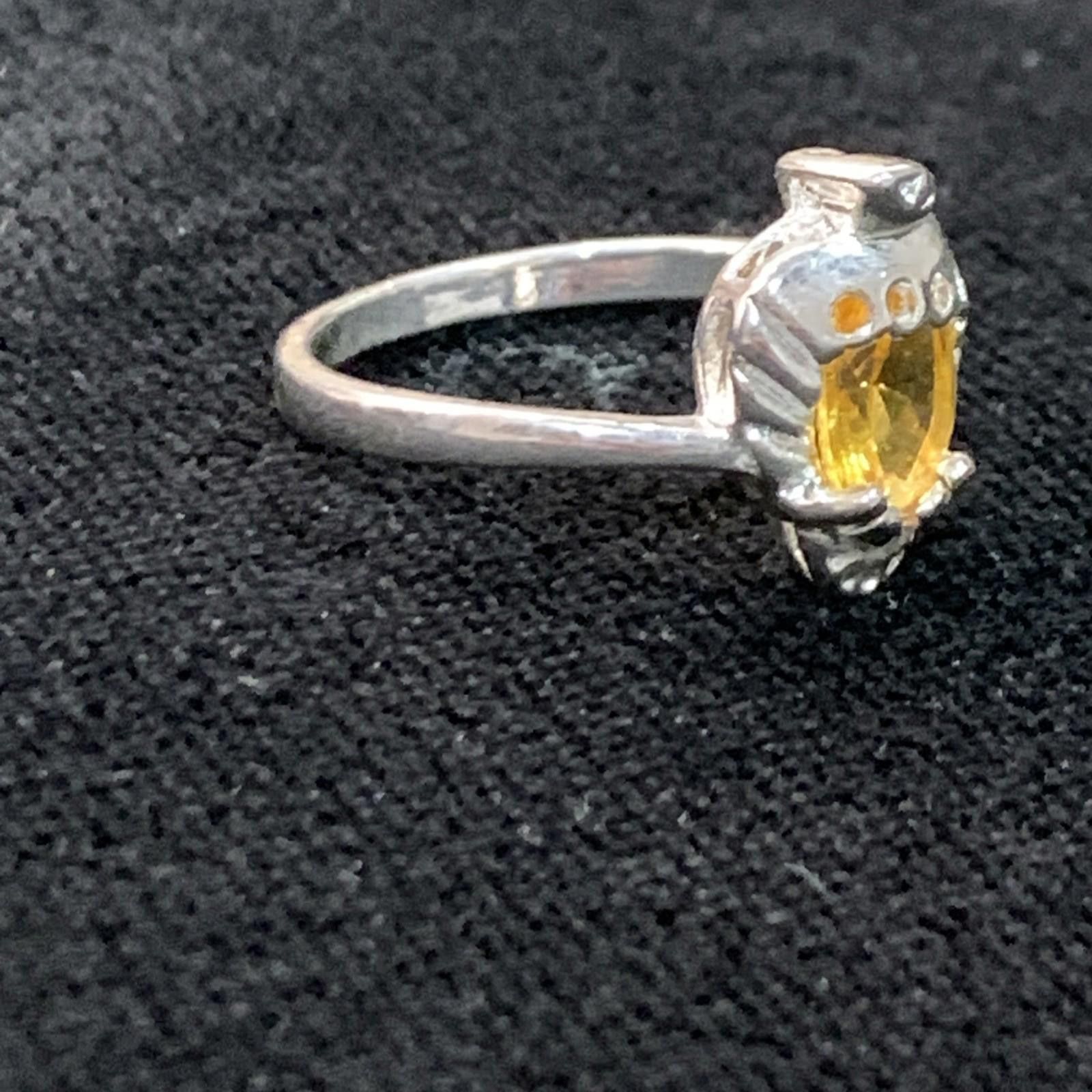 The Unbranded Brand Boho Silver 925 and Yellow Citrine Gemstone Ring 1c+ Size ONE SIZE - 3 Thumbnail