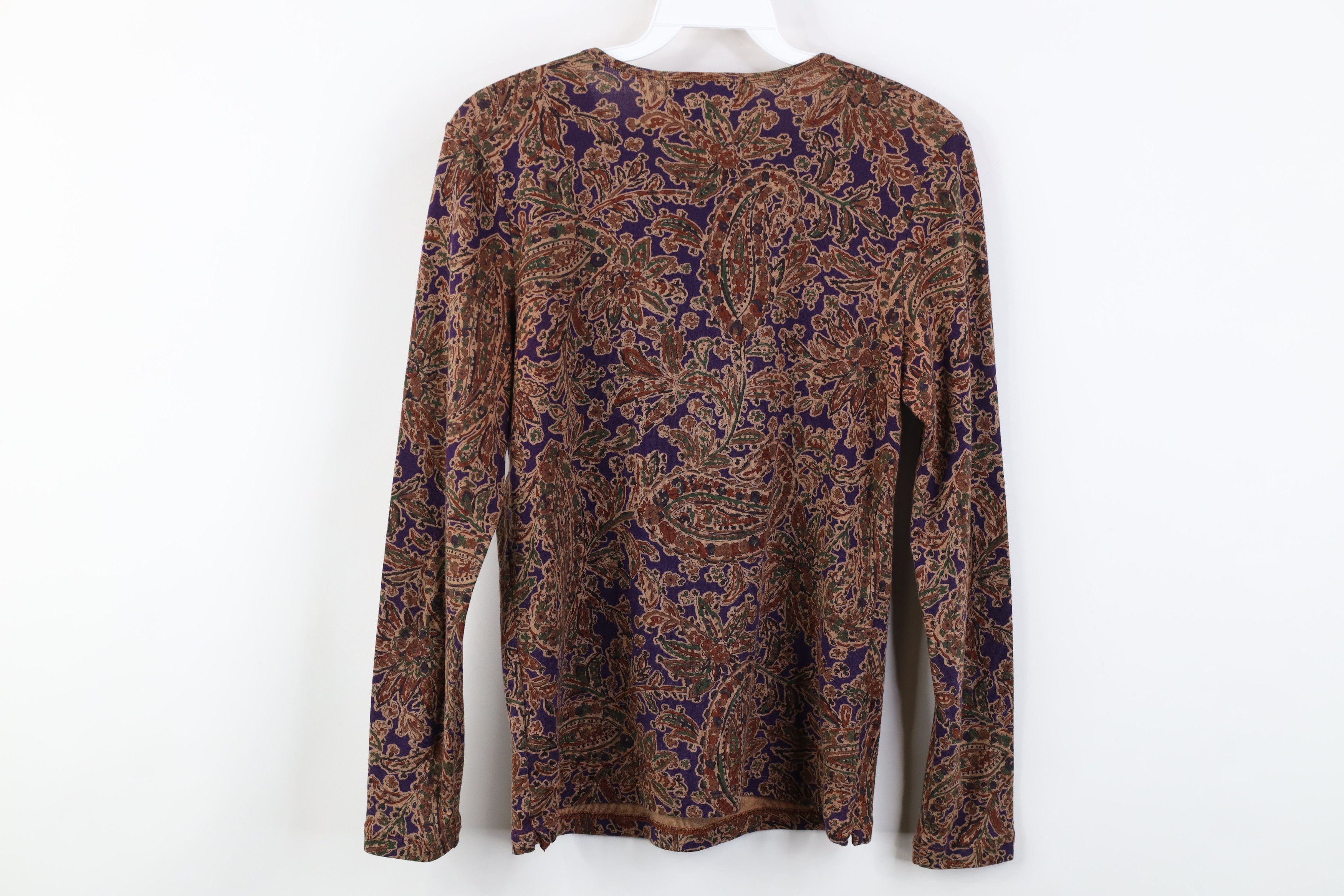 Ralph Lauren Vintage 90s Ralph Lauren Flower Ribbed Long Sleeve T-Shirt Size S / US 4 / IT 40 - 7 Thumbnail
