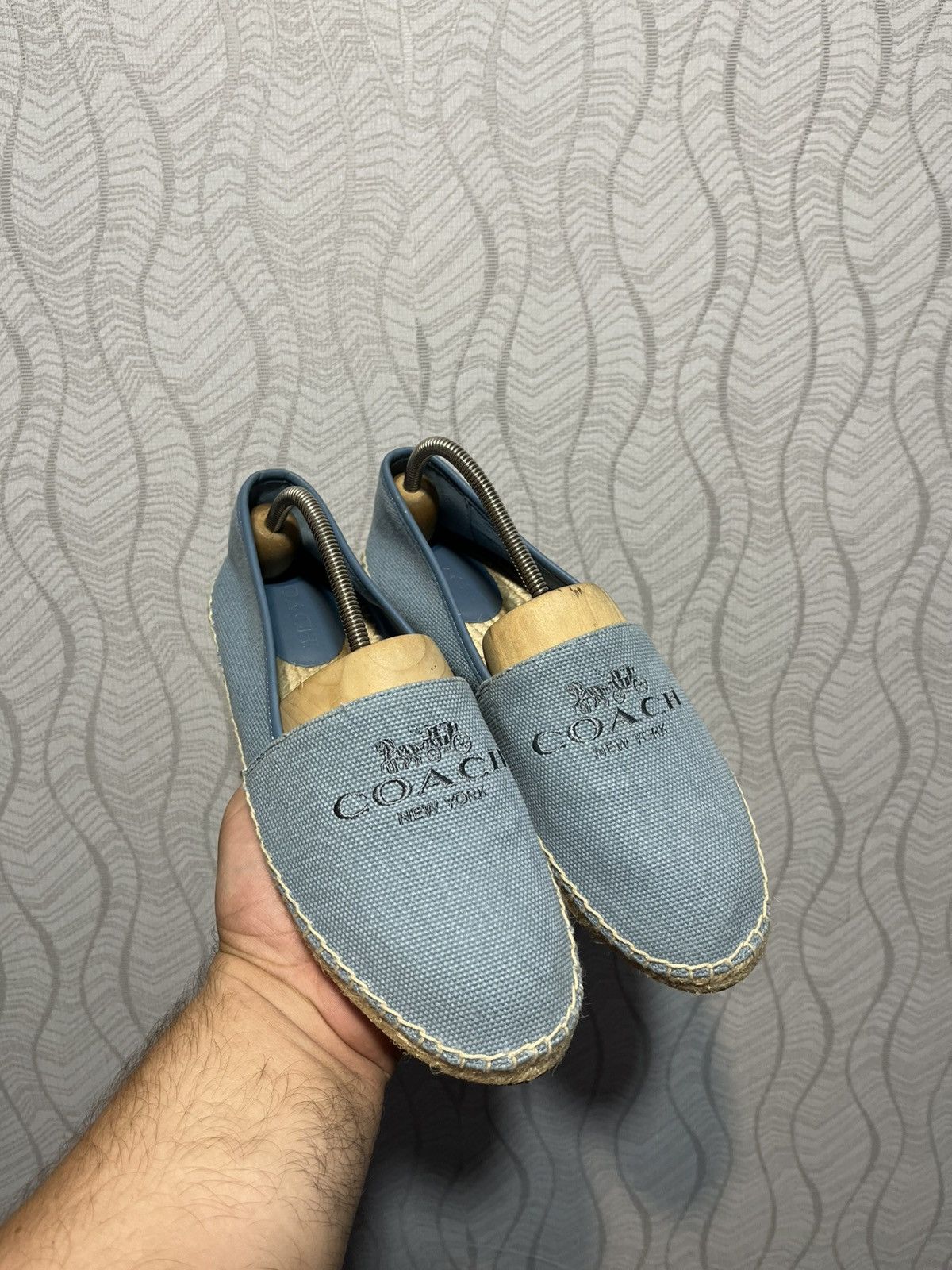 Coach COACH Logo Blue Canvas Espadrille Slip On Sandals Shoes US8 Size US 8 / IT 38 - 1 Thumbnail