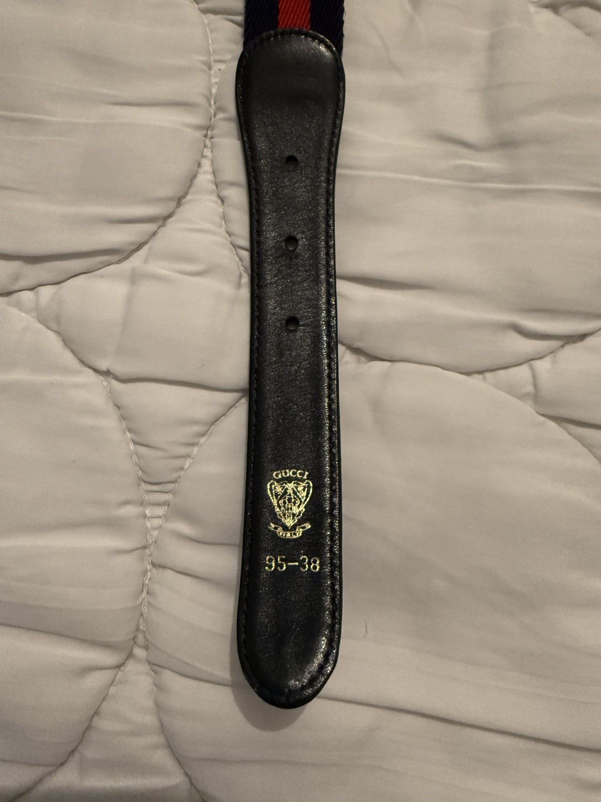 Gucci Vintage✨Gucci✨ GG Logo Buckle Authentic Leather/Fabric Belt Size 36 - 9 Thumbnail