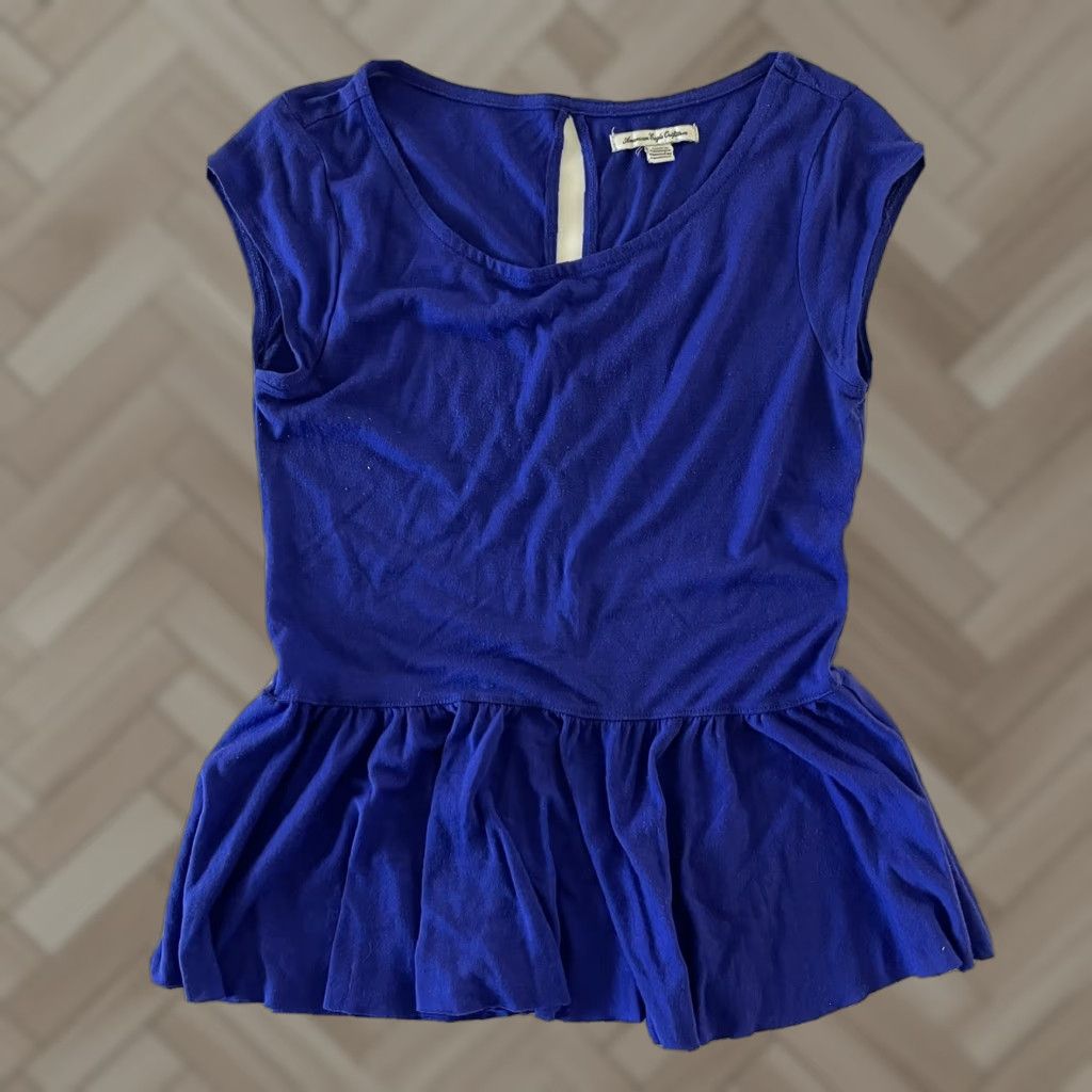 American Eagle Outfitters American Eagle Outfitters Shirt XS Womens Short Sleeve Purple Blue Super Soft Blouse Size XS / US 0-2 / IT 36-38 - 1 Thumbnail