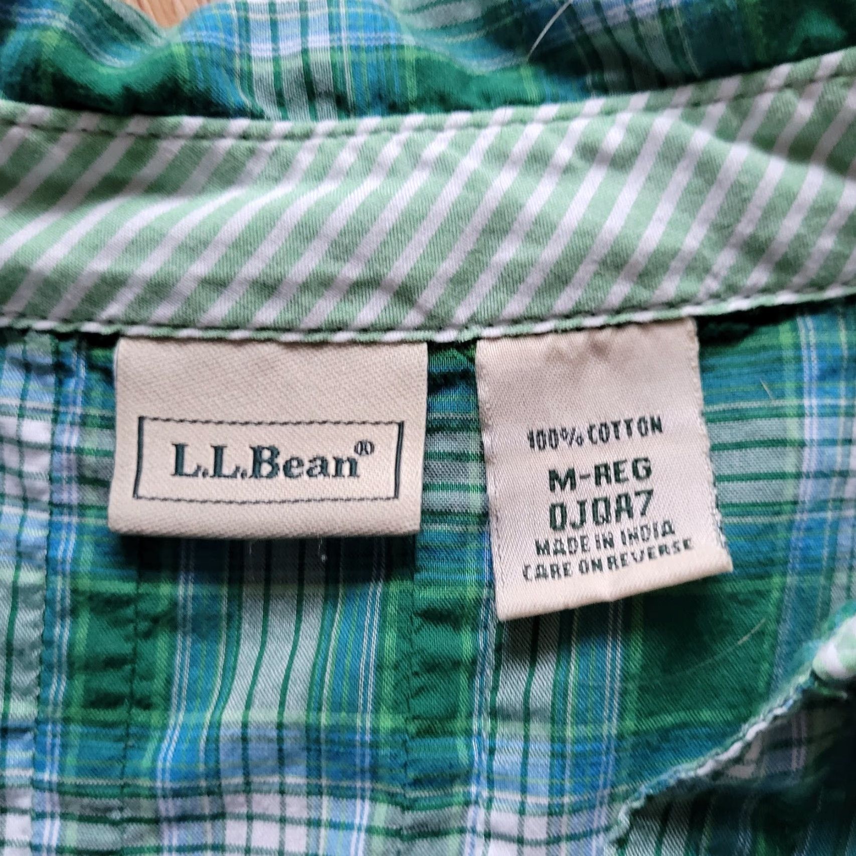 Vintage LL Bean Top Shirt Womens M Green Plaid 1/4 Button Classic Collared Everyday Blouse Knit Cotton Long Sleeve Casual Business Travel Mens? Size M / US 6-8 / IT 42-44 - 4 Thumbnail