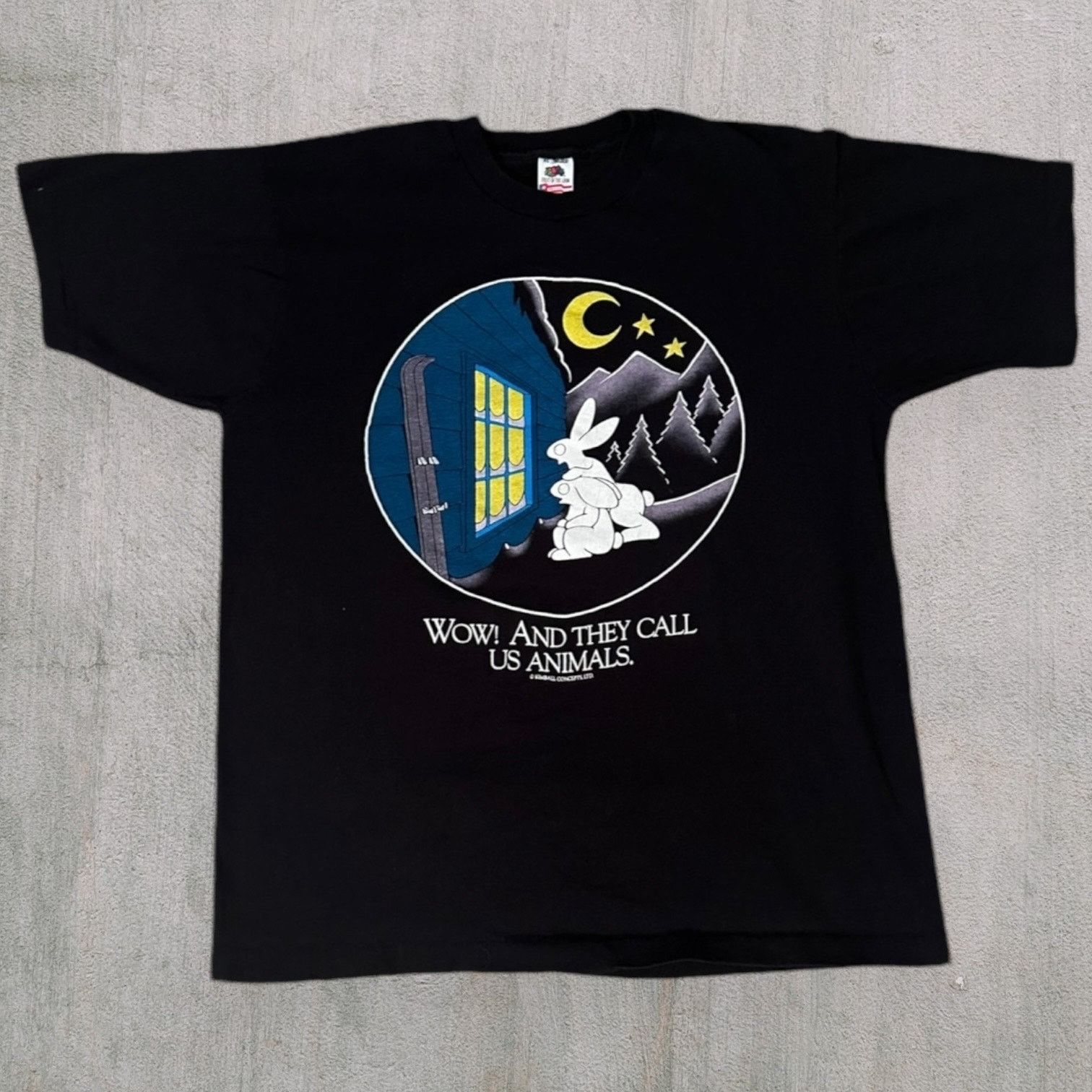 Fruit Of The Loom Wow! And they call us animals raunchy cartoon tee Size US XL / EU 56 / 4 - 1 Thumbnail