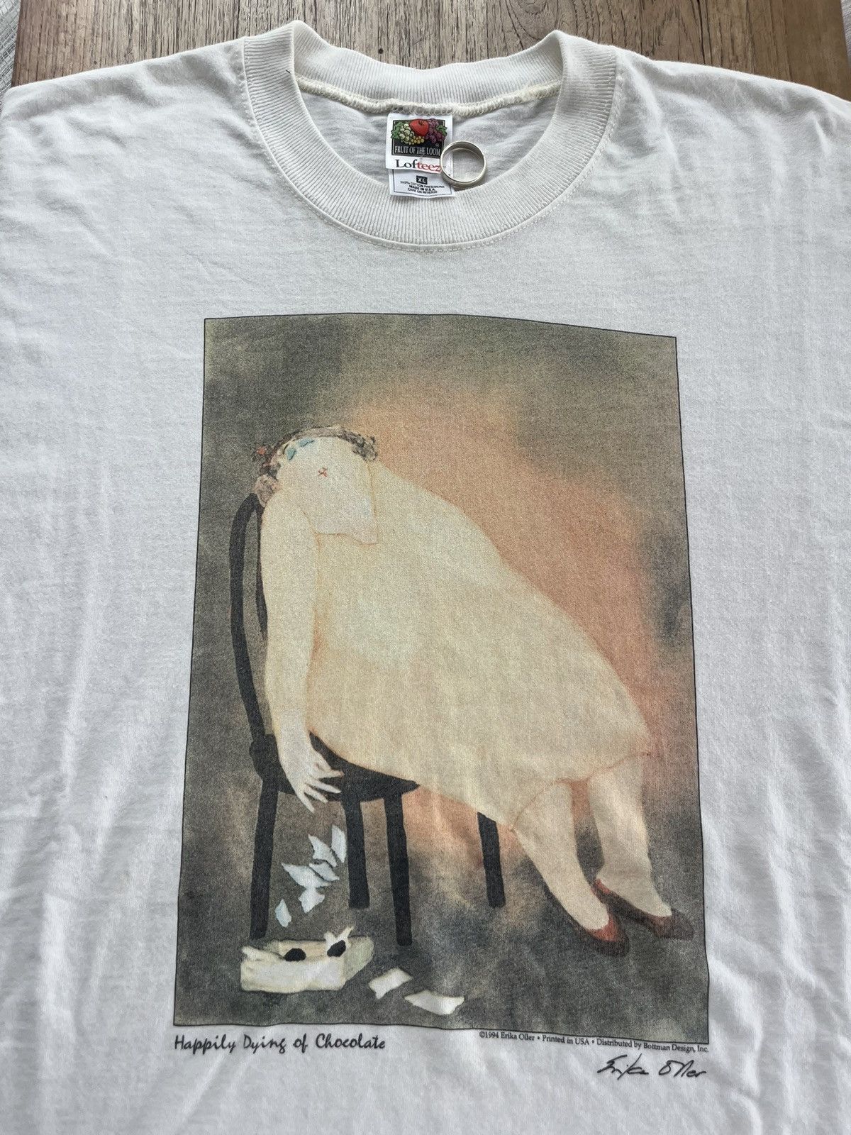 Vintage Vintage Erika Oller Happily Dying Of Chocolate 1994’s Tee’s Size US XL / EU 56 / 4 - 5 Thumbnail