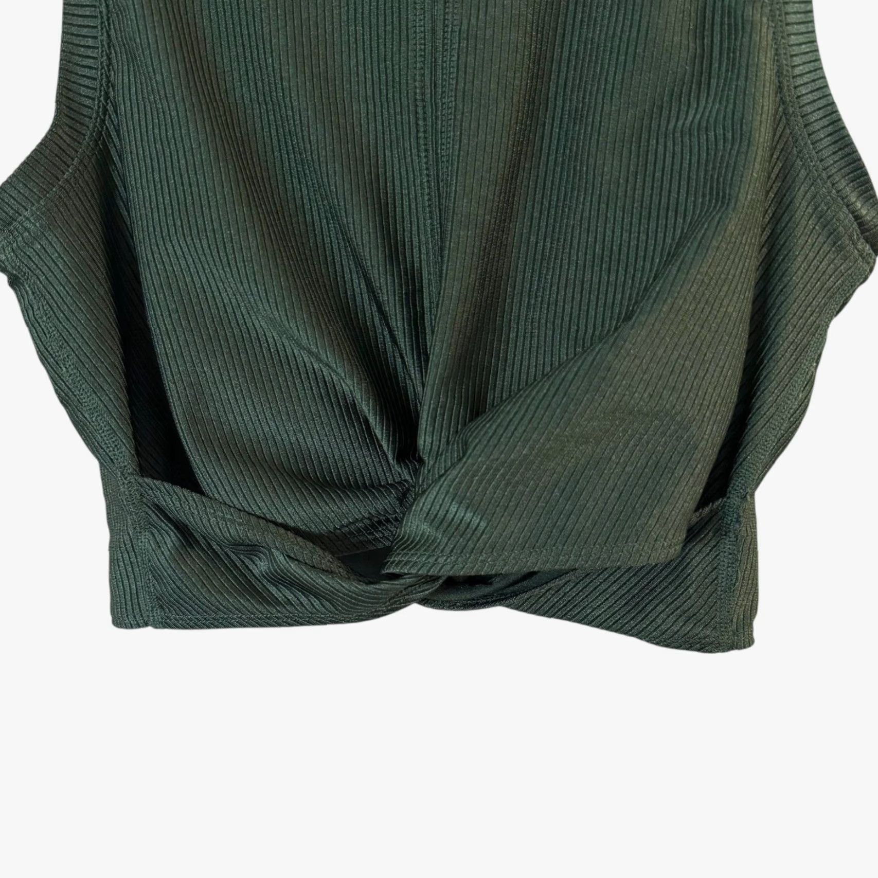 Vintage Aerie Sports Bra Lined Ribbed Crop Top Green Women's XL Gym Yoga Athletic Active Size XL / US 12-14 / IT 48-50 - 6 Thumbnail